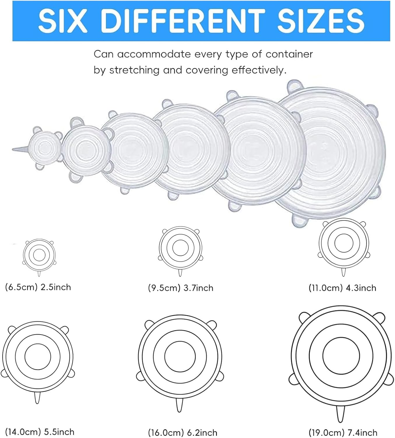 VICSDEP Silicone Stretch Lids, 24 Pack Reusable Silicone Lids, Silicone Bowl Covers for Food Storage, 6 Sizes to Meet Most Containers to Keep Food Fresh, Microwave Safe - Easy Clean Pink image number 6