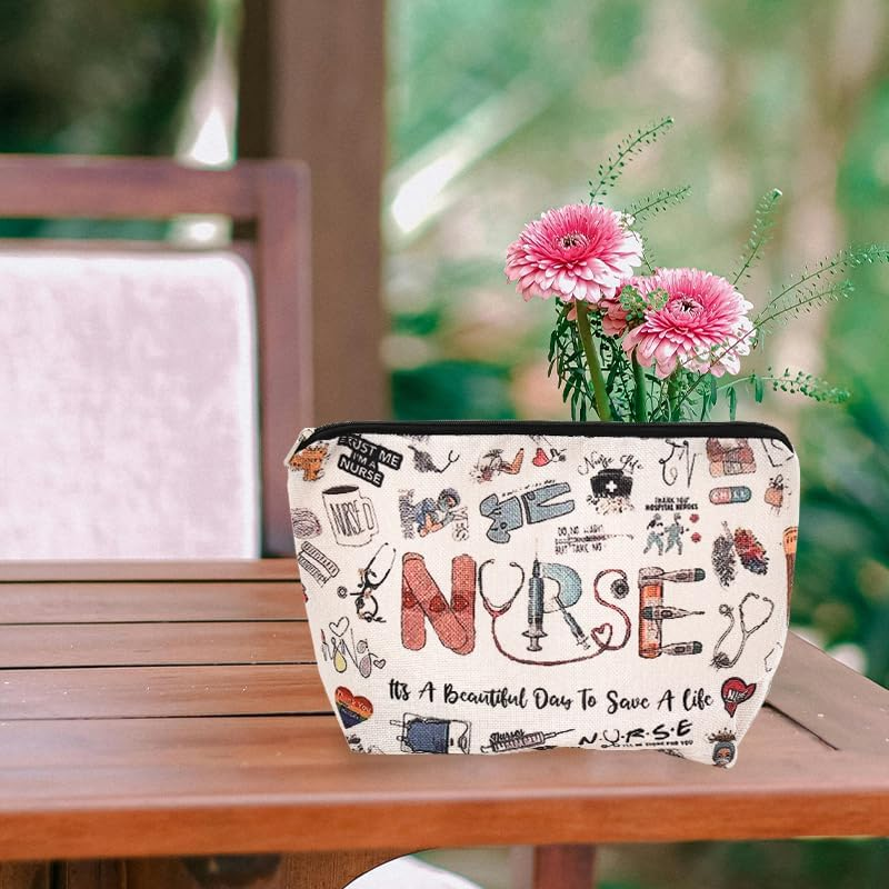 Nurse Cosmetic Bag Inspirational Graduation Gifts for Nursing Students Staff Nurses Week Birthday Appreciation Gifts for RN Nurse Coworker Friend Travel Makeup Bags image number 1