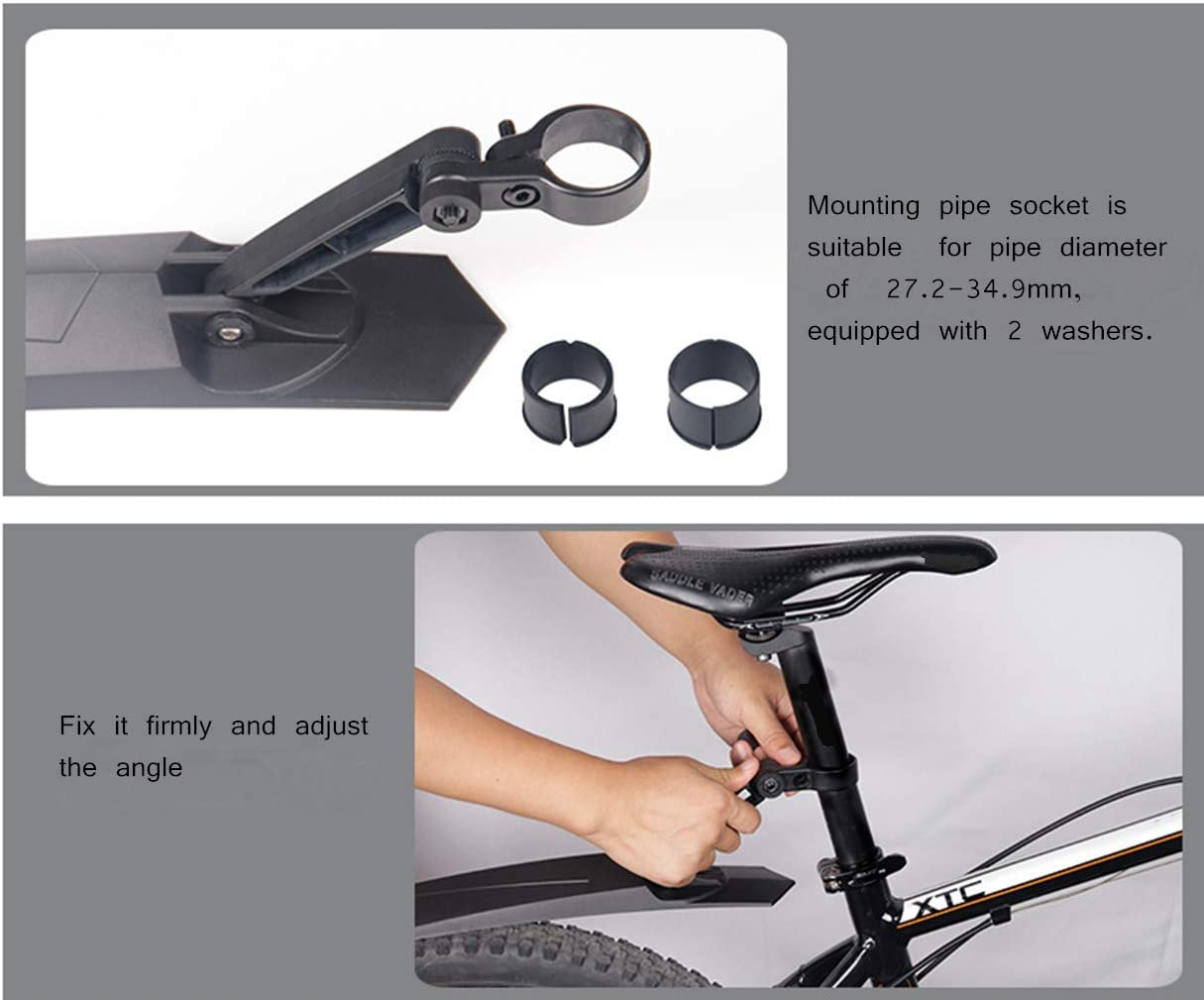 YUNNUO Bike Mudguard,3 Parts-Universal Full Fenders Set, Mountain Bike Front and Rear Mud Guard image number 1