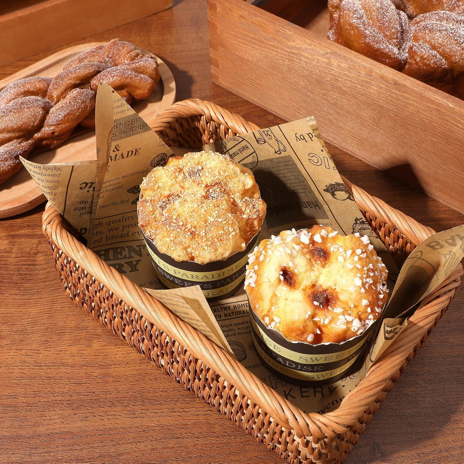 OSYLICT 100 Sheets Food Grade Wrap Paper,Greaseproof Baking Wrapping Paper and Basket Liners,For Bread Sandwich Burger Fries,For Kitchen Home Holiday Party Decor 30 * 20 CM image number 2