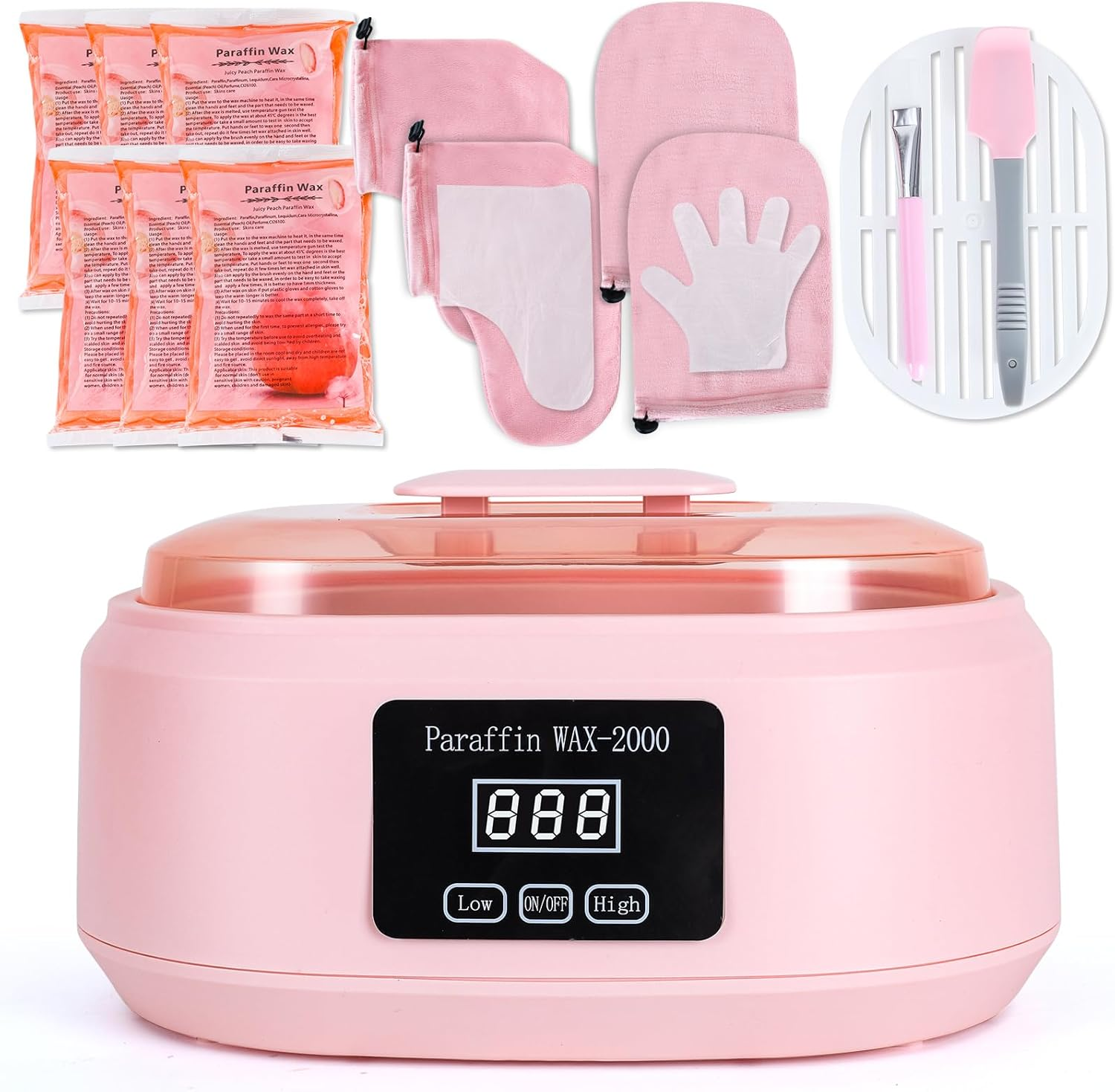 Paraffin Wax Machine for Hand and Feet - 3500Ml Hot Wax Hand Wax Machine with 6 Pcs Paraffin Bath Wax, Foot Wax Paraffin Foot Care Kit, Hand Wax Machine, Moisturizing and Exfoliating-Pink AU Plug image number 1