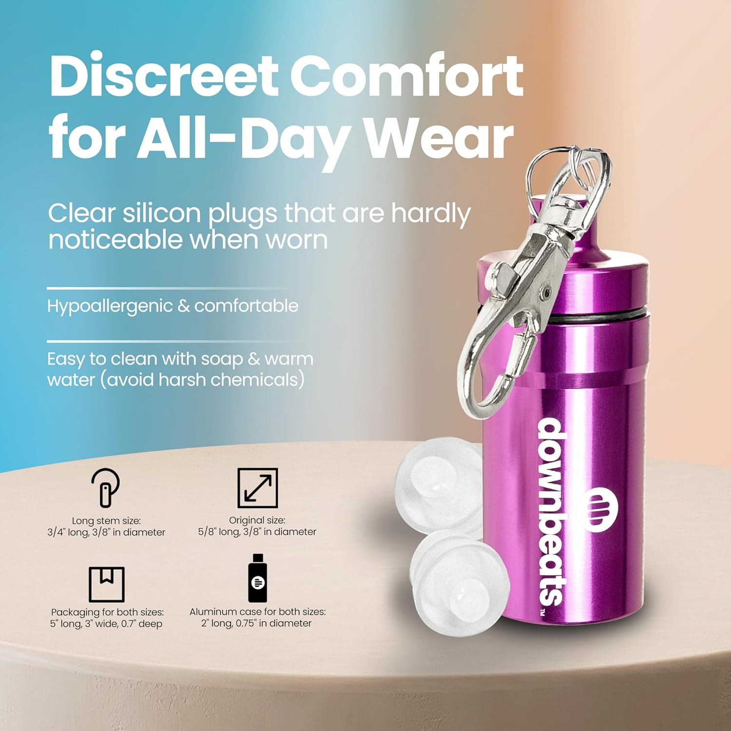 Downbeats Reusable High Fidelity Hearing Protection: Ear Plugs for Concerts, Music, and Musicians (Purple Case) - Black image number 3