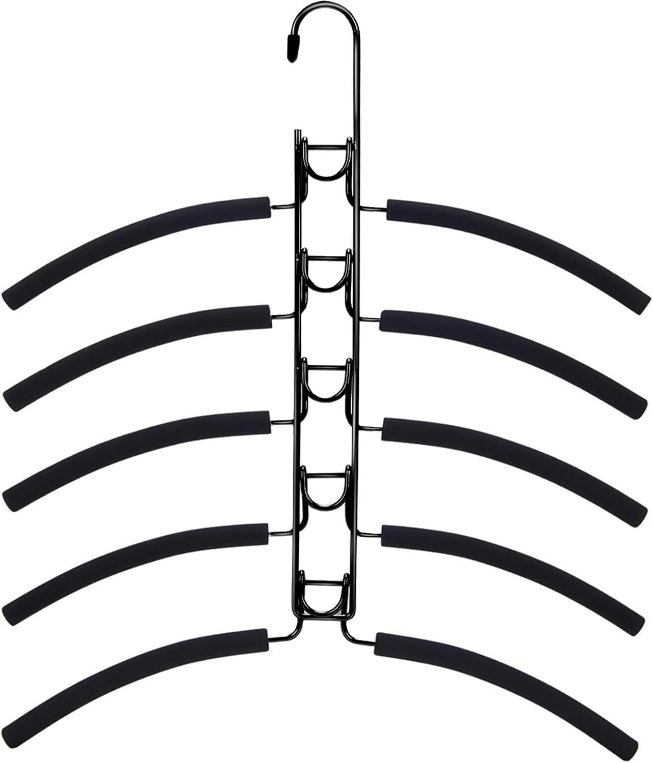 MEILANHUI Pants Hangers Space Saving, 2 Pack Closet Organizer and Tie Hangers for Men 5 Tier Stainless Steel Anti-Slip Space Saving Hangers for Clothes Pants Scarf Jeans Leggings Trousers