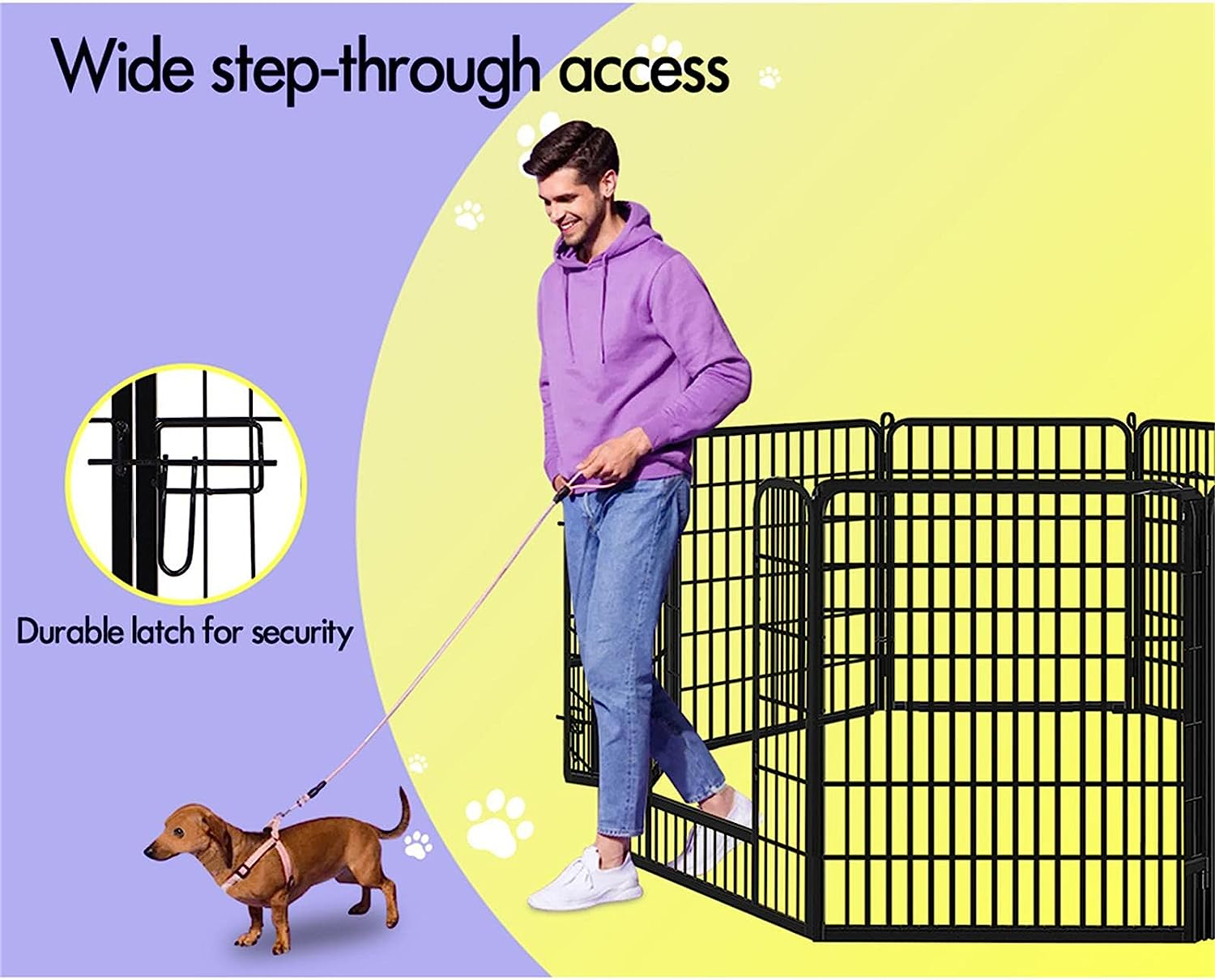 Beastie Foldable Pet Dog Metal Playpen 40", 8 Panels Folding Dog Play Pen Frame for Puppy Cat Rabbit Animal, Universal Portable Pet Exercise Cage Play Yard Enclosure Fence for Indoor Outdoor Enhanced image number 2