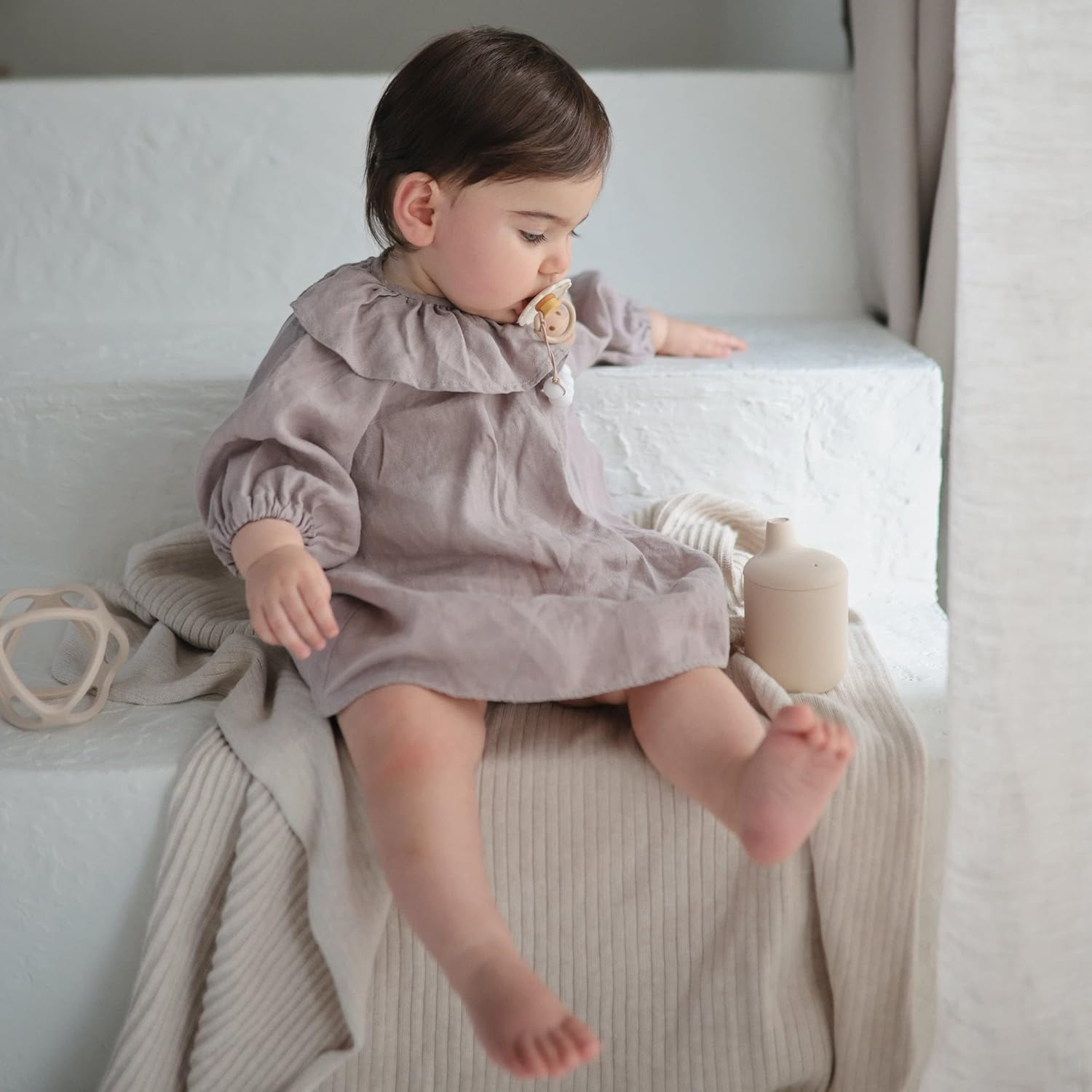 Mushie Silicone Sippy Cup | Baby Sippy Cup 6+ Months First Cup | Capacity: 175 Ml | Removable Lid | Material: Food Grade Silicone | Dishwasher & Microwave Safe (Soft Lilac) image number 6