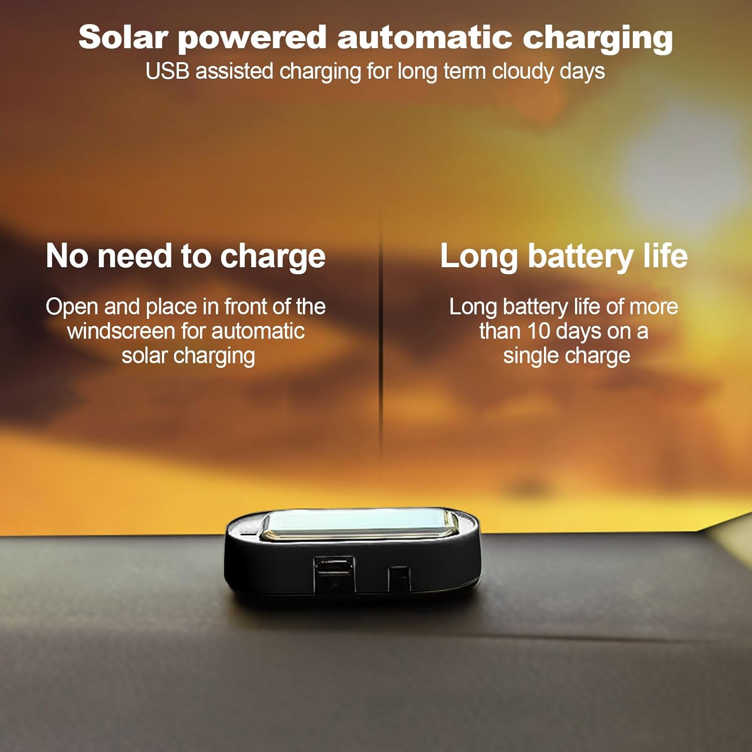 Shudyear Car Solar Power Simulated Dummy Alarm，New Model&Brighter & Clearer，Anti-Theft LED Flashing Security Light Fake Lamp with USB Charger Port，2Pcs (Red) - Red  Blue image number 4