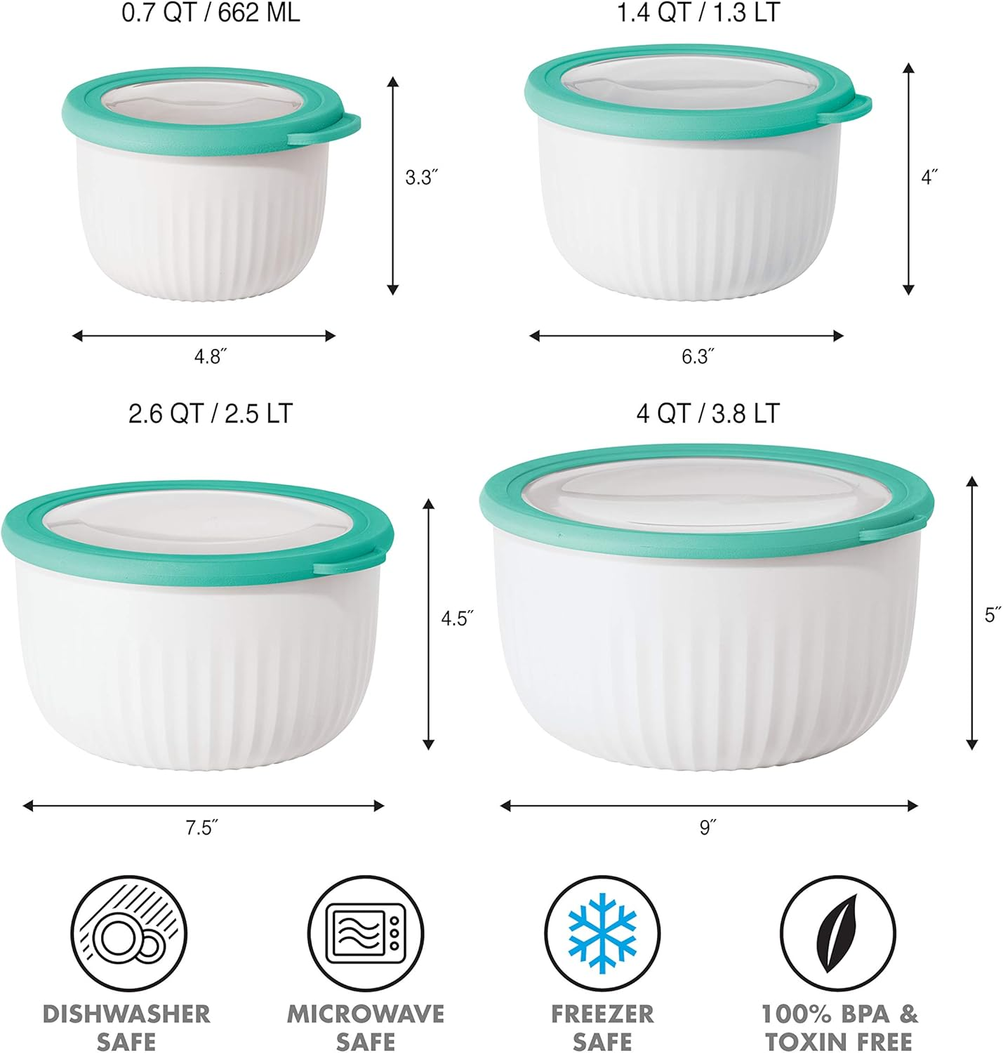 Oggi Prep and Serve Bowl with Lid, White, 568 Ml Capacity image number 5