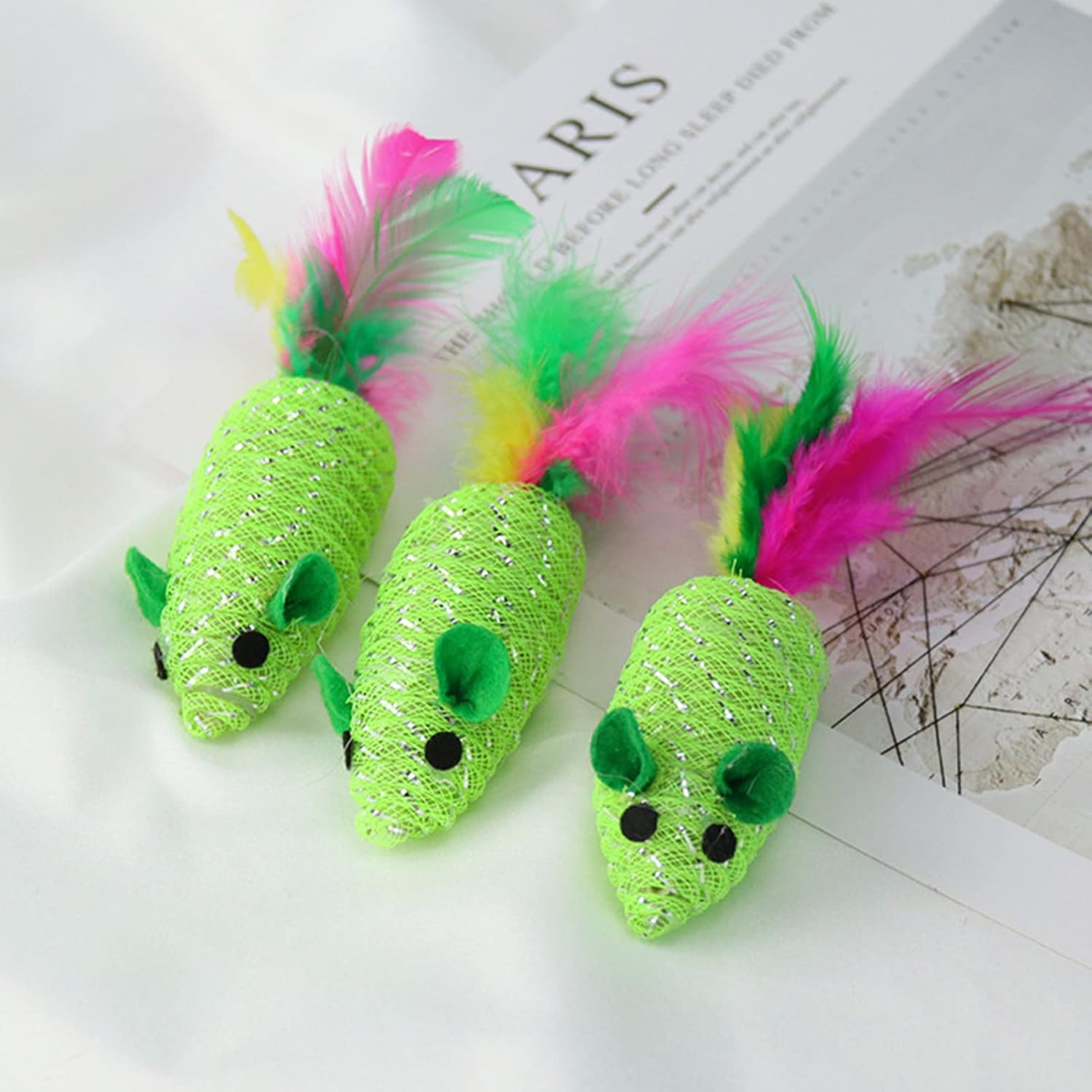 EVTSCAN 11PCS Interactive Cat Feather Toys, Automatic Squeaky Cat Exercise Toys, Cat Chase Toy, for Indoor Cats Play Chase Exercise Pet Supplies image number 1