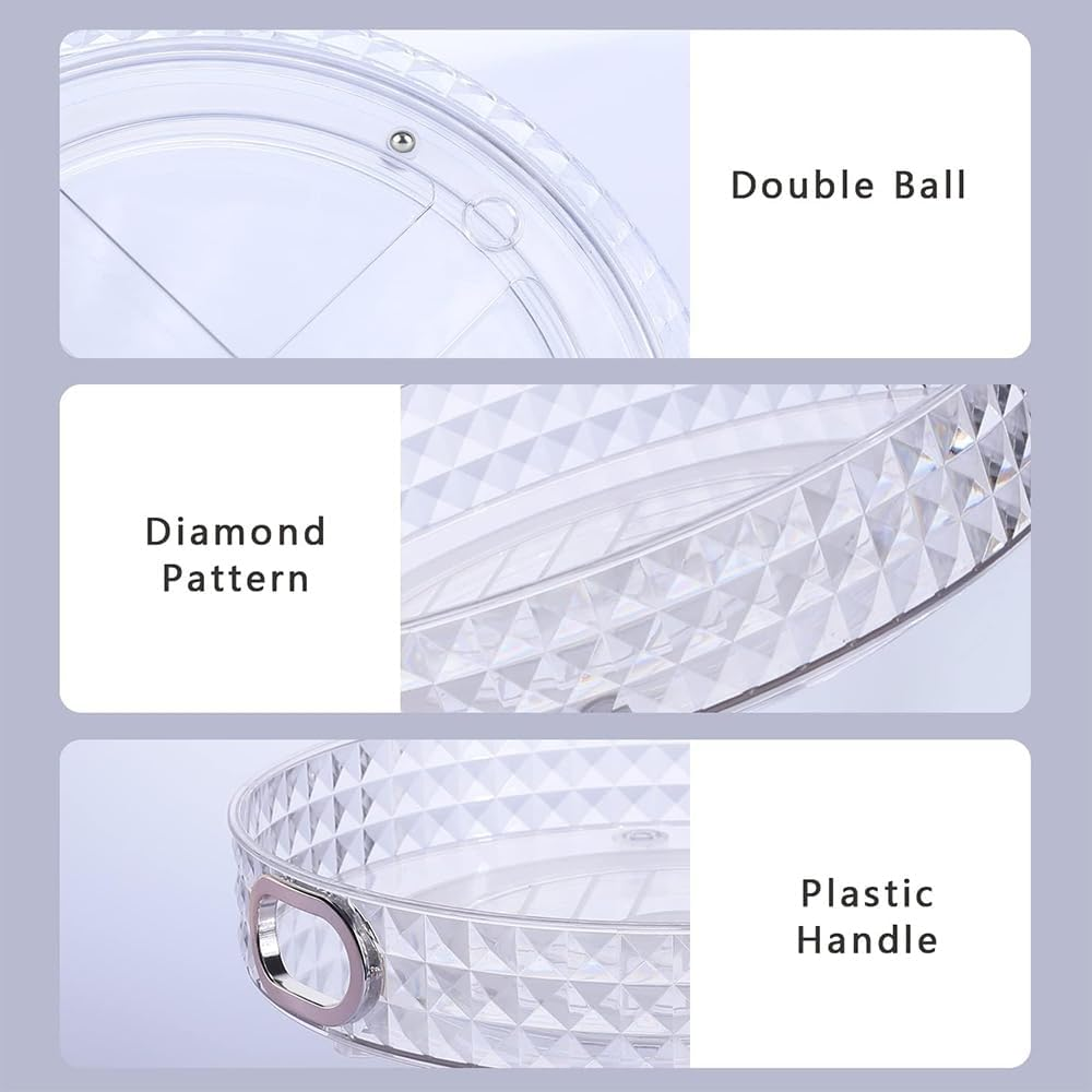 RUTREZOGO Rotating Makeup Organizer 2 Tier Skincare Organizer with Handle, Spinning Lazy Susan Perfume Organizer for Vanity, Bathroom Countertop, Cabinets, Pantry, Fridge & Kitchen image number 3