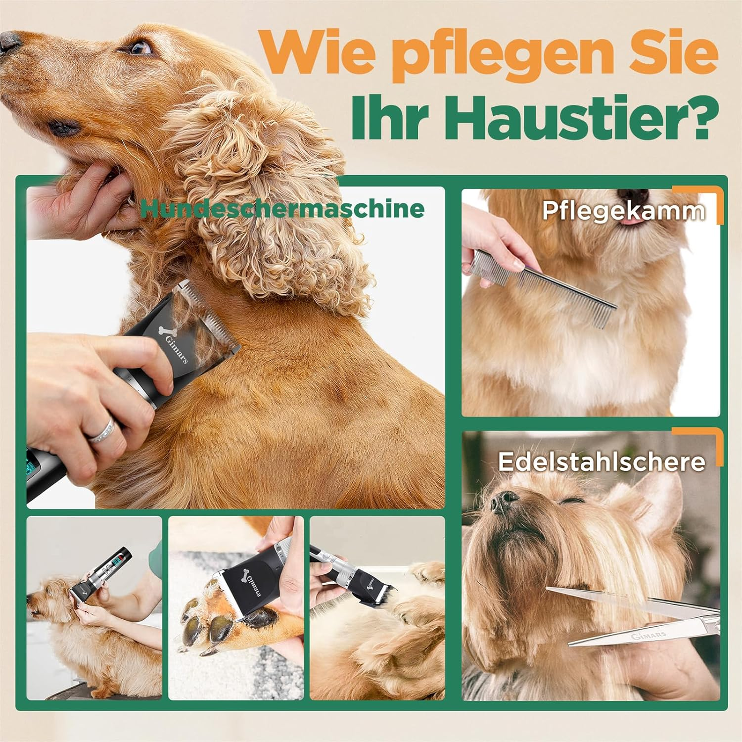 Gimars Dog Clippers with Stainless Steel Dog Grooming Scissors Kits - Black image number 2