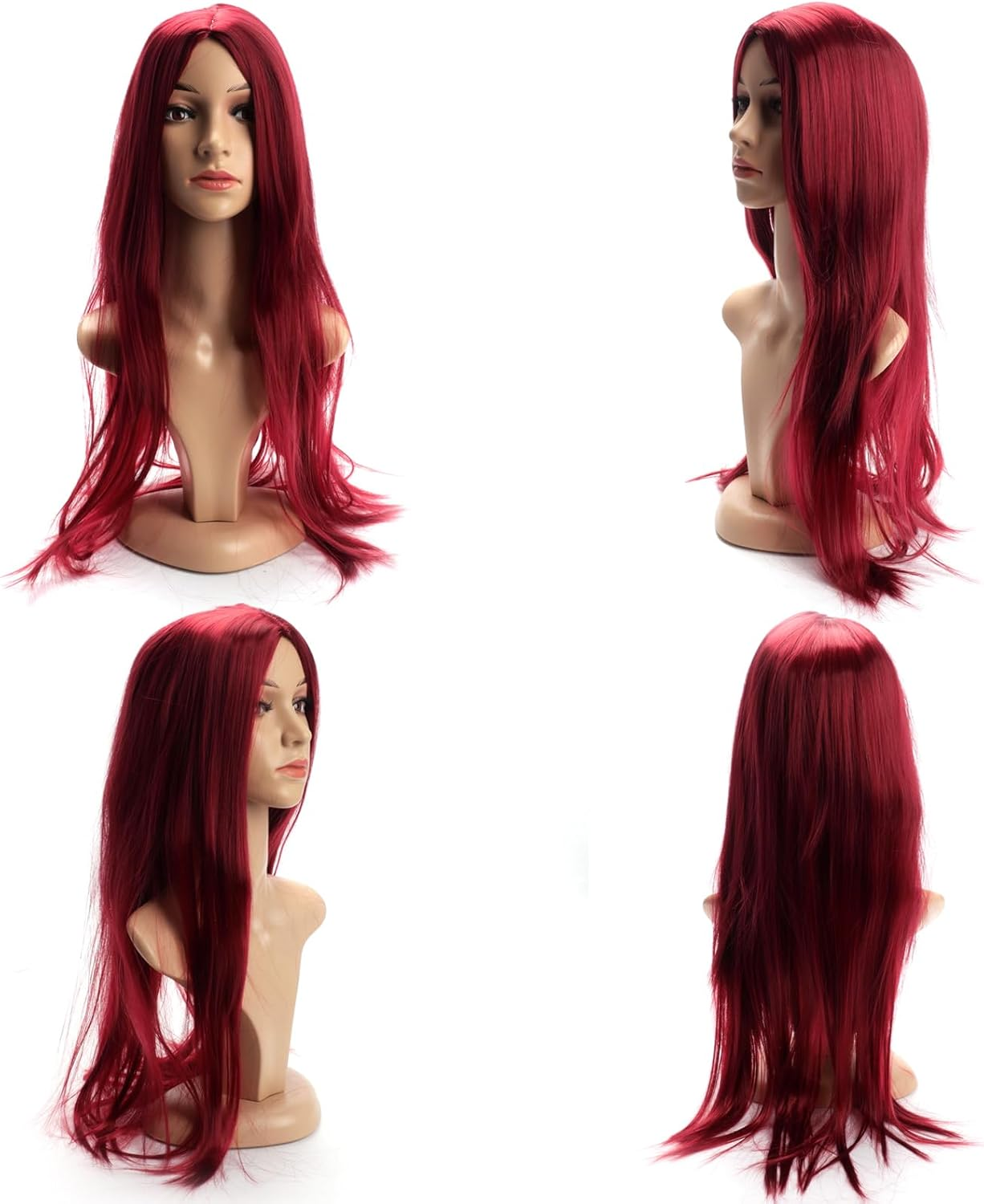 BERRYLION Long Straight Wig|Synthetic Long Wigs for Women|Cosplay Wig for Fashion Women 28Inch (Wine Red) image number 5