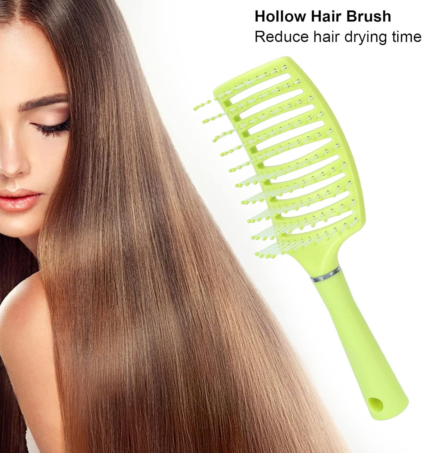 Hair Brush, Curved Scalp Massage Ergonomic Paddle Hair Brush for Hair Salon for Home Travel for Men Women(Fluorescent Yellow) image number 4