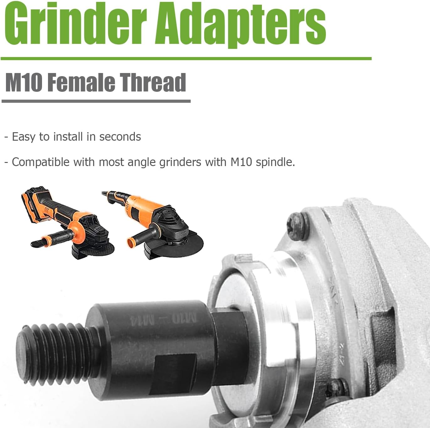 Bestgle 2 Pcs Angle Grinder Adapters M10 Female to M14 Male Thread Converter Rod Polisher Grinder Attachment for Angle Grinder Polisher Diamond Core Bit Interface Converter image number 4