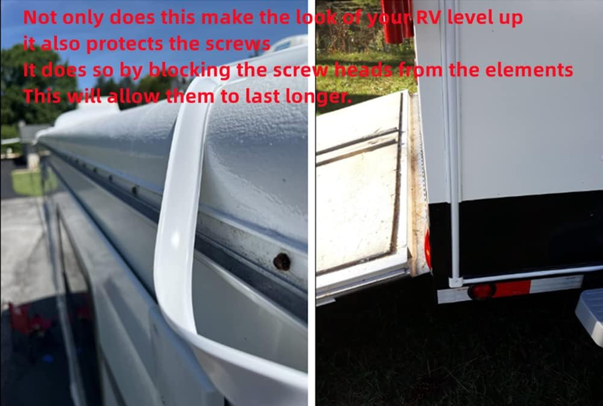 1 Inch RV Vinyl Trim Molding Insert White for RV Camper Travel Trailer Screw Cover Gutter Corner Channel outside Seam Roof Edge Track Heavy Duty Trim(100 Ft) image number 6