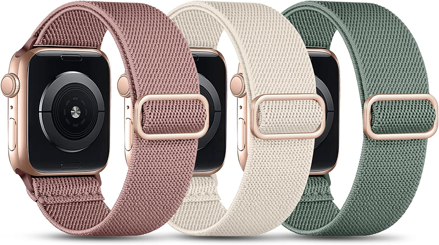 Witzon Stretchy Nylon Bands Compatible with Apple Watch Band 38Mm 40Mm 41Mm 42Mm for Women Men, Adjustable Breathable Elastic Sport Strap Solo Loop for Apple Watch SE Iwatch Series 11 10 9 8 7 6 5 4 3