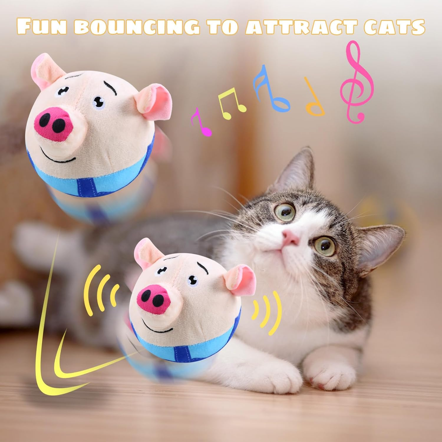Active Moving Pet Plush Toy, Interactive Dog Toy Squeaky Pig, USB Rechargeable and Washable Plush Pet Plush Bouncing Balls for Medium and Small Dogs image number 2
