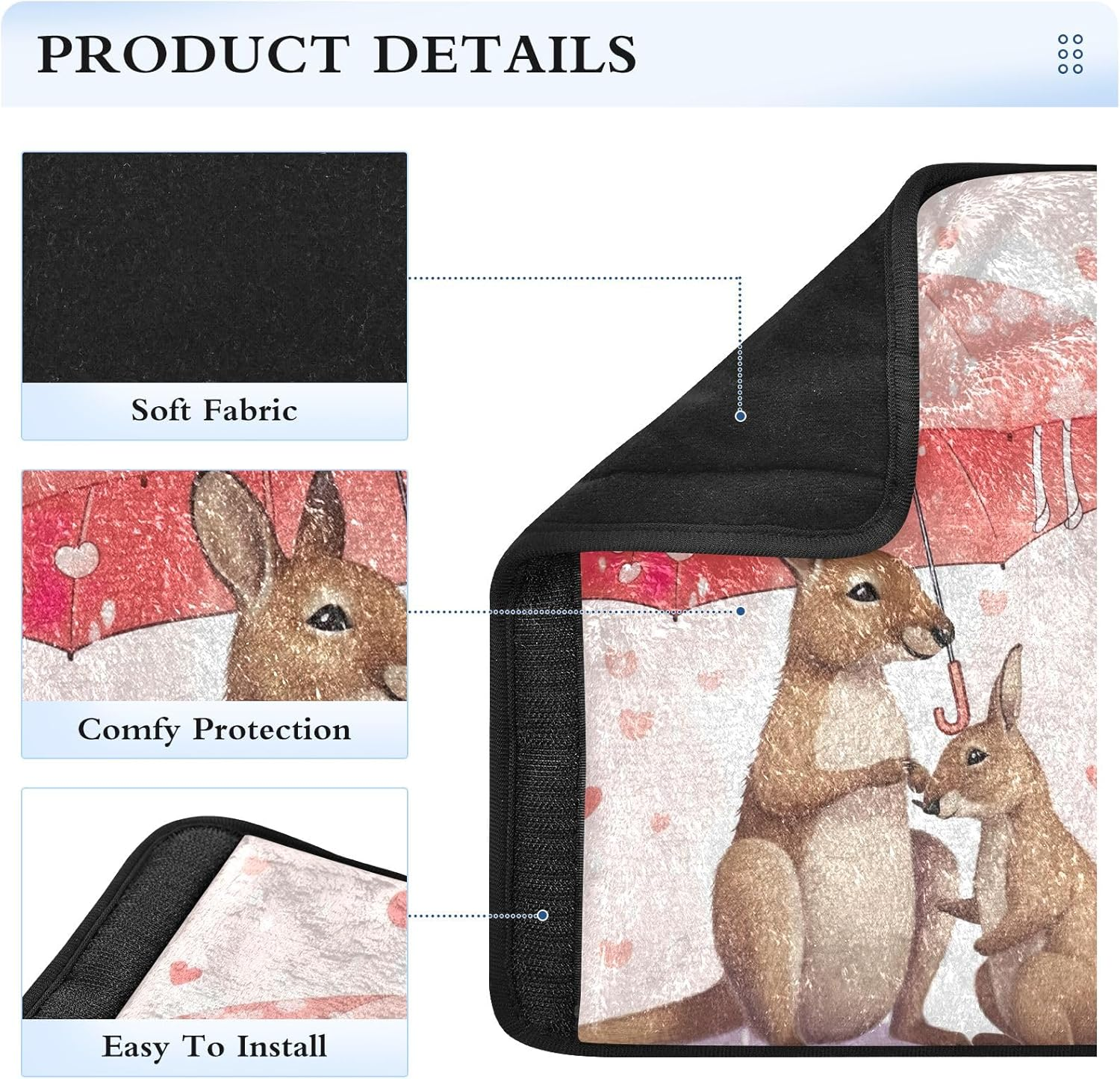 GAIREG Cute Kangaroo Seat Belt Cover Women Adult Seatbelt Pad image number 3