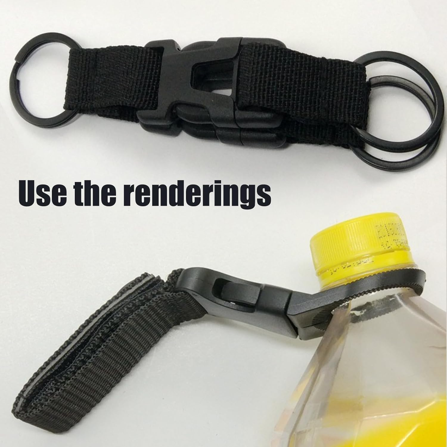 3Pcs Bottle Hanging Buckle Clip Outdoor Portable Water Bottle Ring Holder for Backpack Belt Belt Outdoor Camping Hiking Mountaineering Traveling Cycling Running Fitness Black image number 1