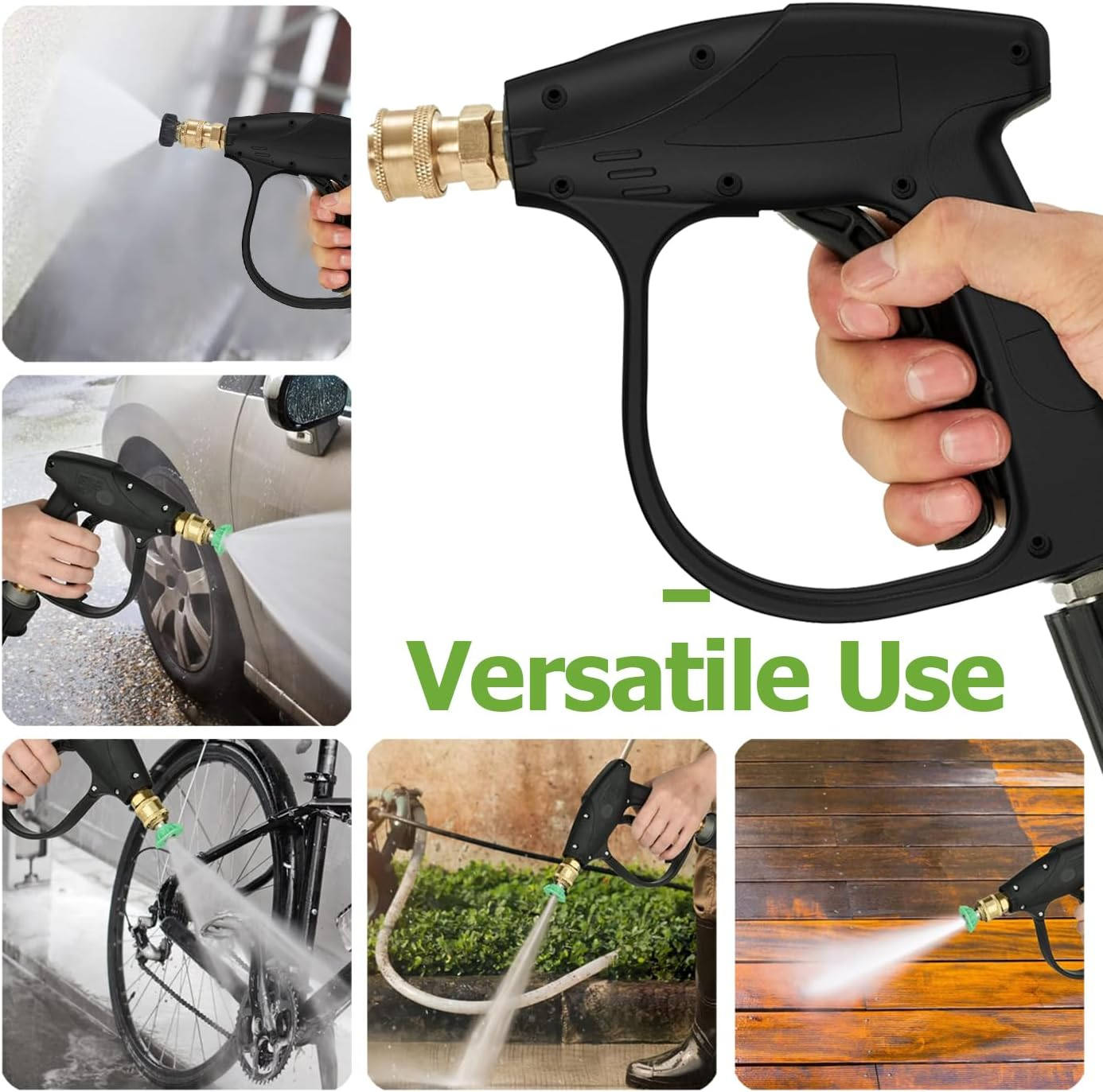 Bestgle Pressure Washer Gun, High Pressure Water Gun Kit Quick Release Car Washer Spray Gun Power Washer Short Gun with 1/4 Inch Quick Connector and M22 14Mm Hose Connector, 4350 PSI image number 1