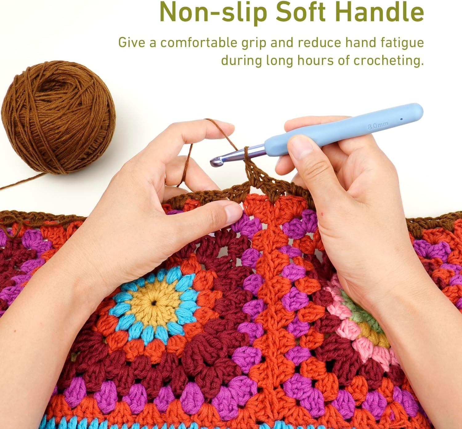 8Mm Crochet Hook, Supers Smooth 8 Mm Ergonomic Crochet Hooks for Beginner, Comfort for Arthritic, 1 Pack image number 4