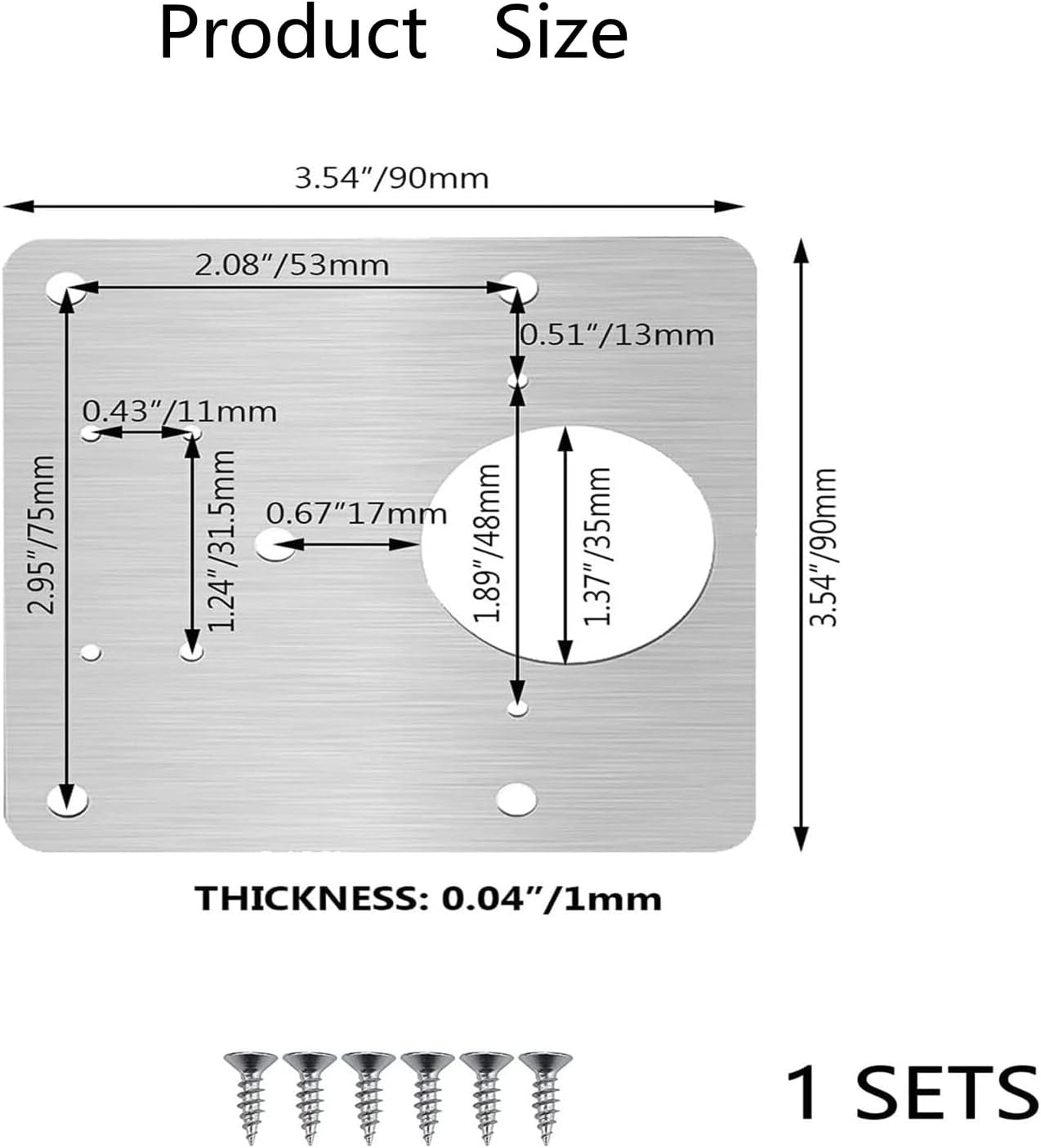 10 PCS Cabinet Hinges Repair Plates, Stainless Steel Kitchen Cabinet Door Hinge T Fixing Screws Kit Cupboard Door with Holes for Furniture Cabinet Drawer Cabinet image number 3