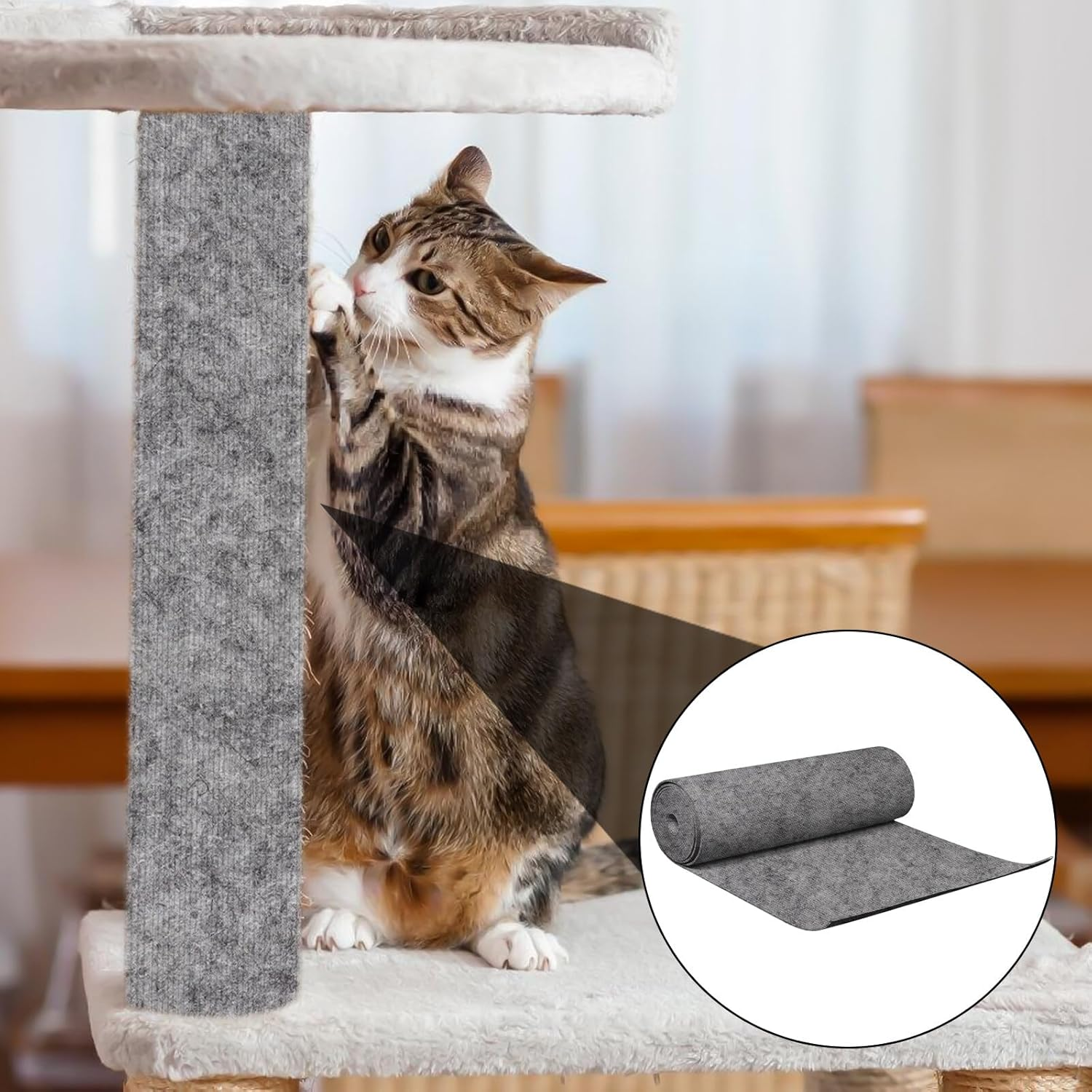 Self-Adhesive Cat Scratching Mat, 40 Cm X 2 M, Scratch Protection, Sofa Cat with Scissors, Scratching Mat, Scratching Board, Wall, Scratching Board, Cats, for Protects Carpets, Sofa, Furniture image number 1