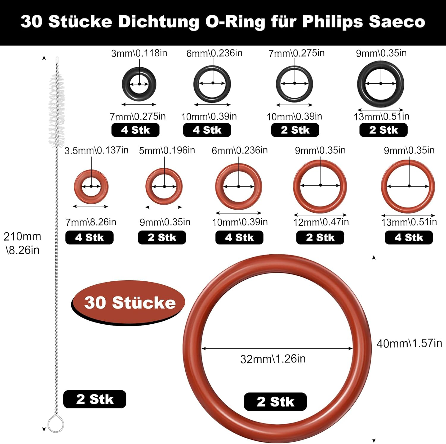 REJOECE Door Trim Clips, Pack of 30 Oring Seals, Seal O-Ring Maintenance Kit, Care Kit Seal O-Ring Seal Maintenance Kit O-Rings Compatible with Support Valve Steam Valve Brewing Group image number 4