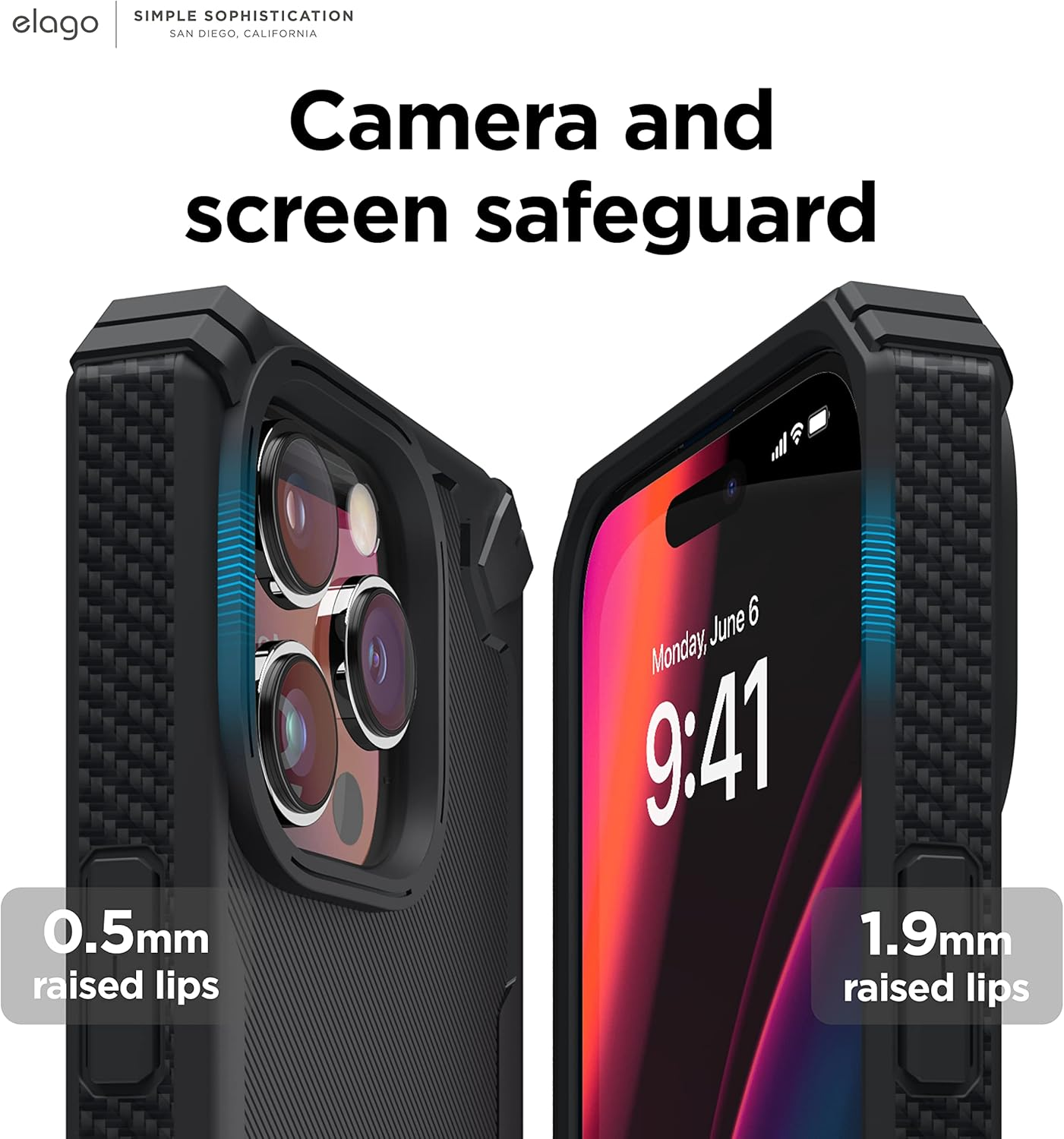 Elago Armor Case Compatible with Iphone 14 Pro Max Case (6.7"), US Military Grade Drop Protection, Heavy-Duty Protective Case, Carbon Fiber Texture, Tough Rugged Design,Shockproof Bumper Cover(Black) image number 1