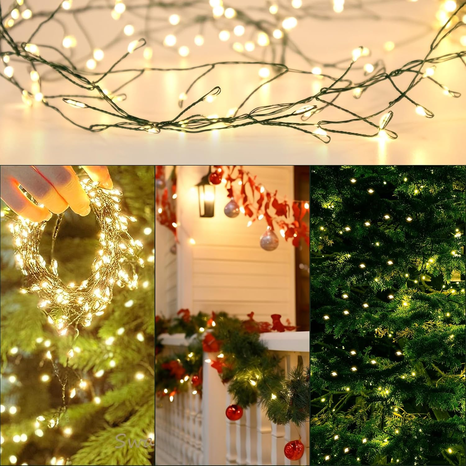 Fairyglim Battery Operated Christmas Lights, 20FT 200 Micro LED Fairy Lights with 8 Modes and Auto Timer, Green Copper Wire for Indoor Outdoor Christmas Tree Wreath Garland Garden Party,Warm White image number 6