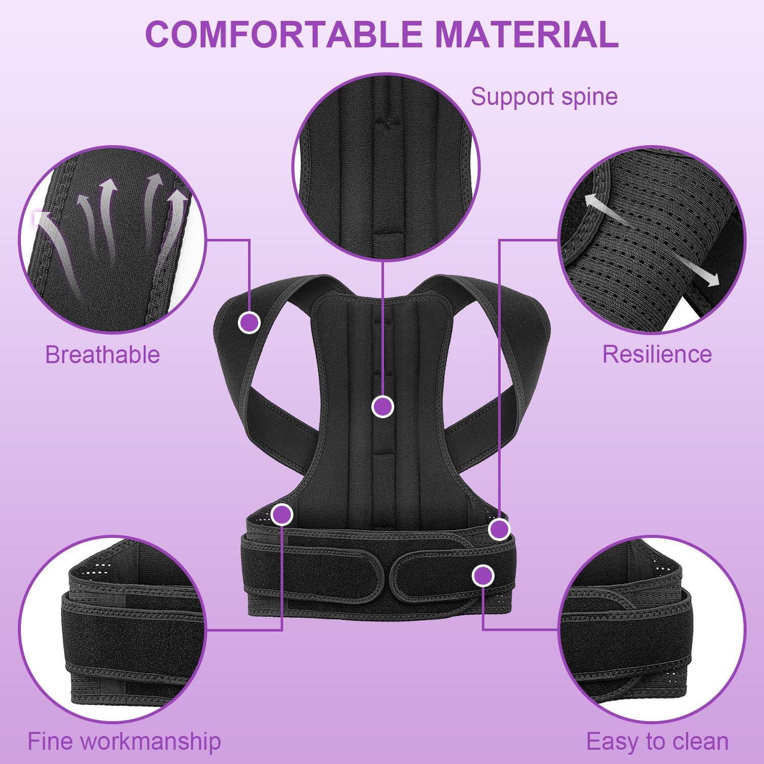 Back Brace Posture Belt, Back Straightener Posture Corrector Back Brace Shoulder Posture Brace, Adjustable Back Brace Strap Breathable Back Pain Relief(Xxl) image number 2