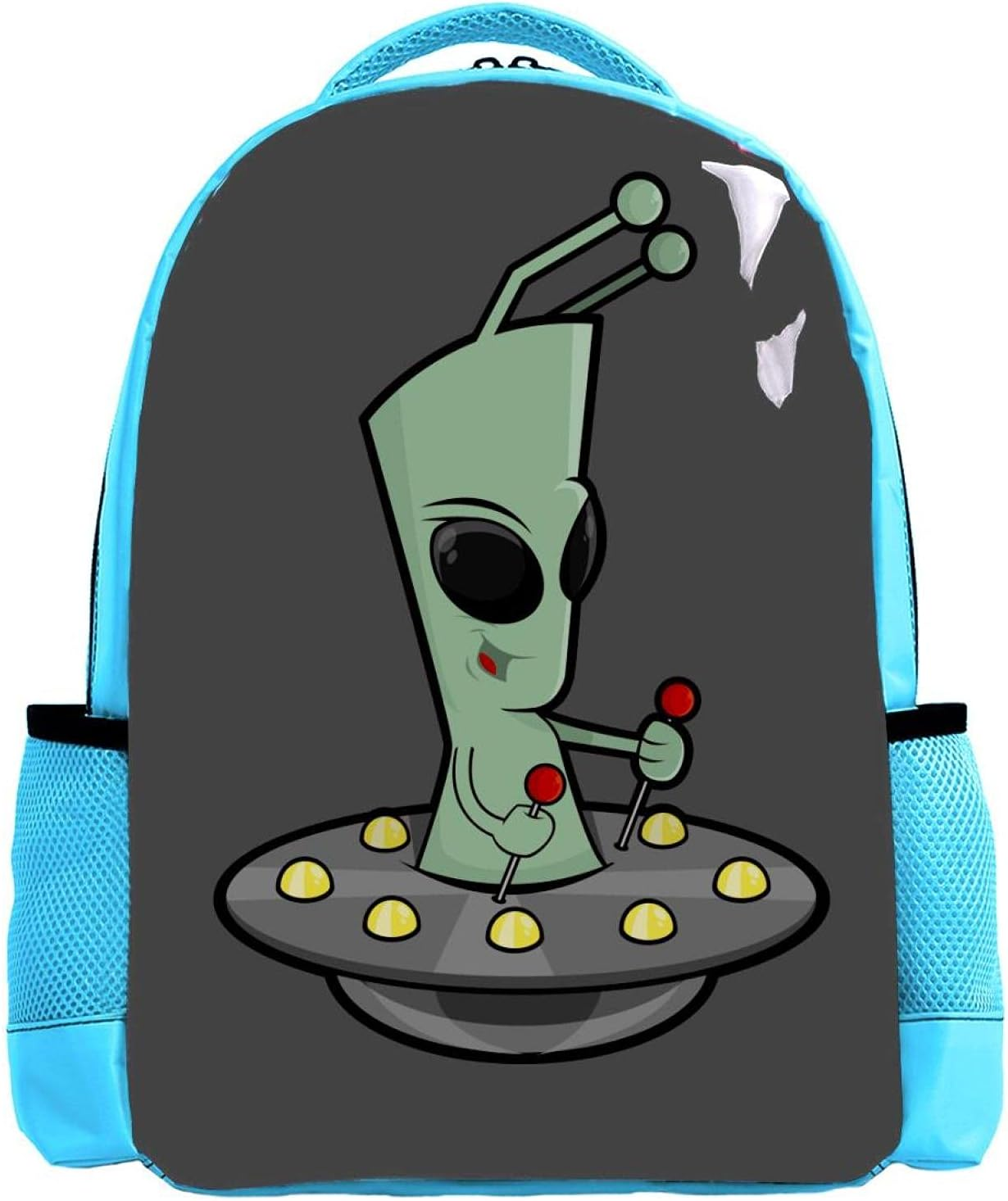 Blue Backpack Boy Bookbags Rucksack Men Travel Handbag Daypack Retro Funny Cartoon Alien image number 3