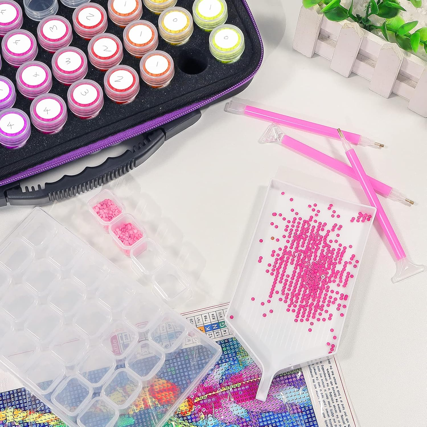 Diamond Painting Storage Containers,88 Slots Diamond Painting Accessories Kits Diamond Art Accessories and Tools for Craft Jewelry Rhinestones Bead Organizer