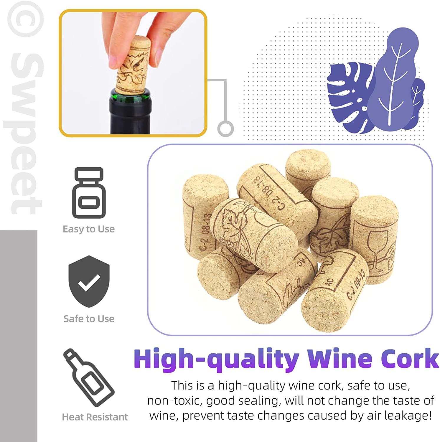 Swpeet 100Pcs 3 Colors Gold Black Red PVC Heat Shrink Capsules and Wine Bottle Cork Stopper with Black Plastic Top Assortment Kit, Wine Shrink Wrap Wine Bottle Corks for Wine Bottles image number 6