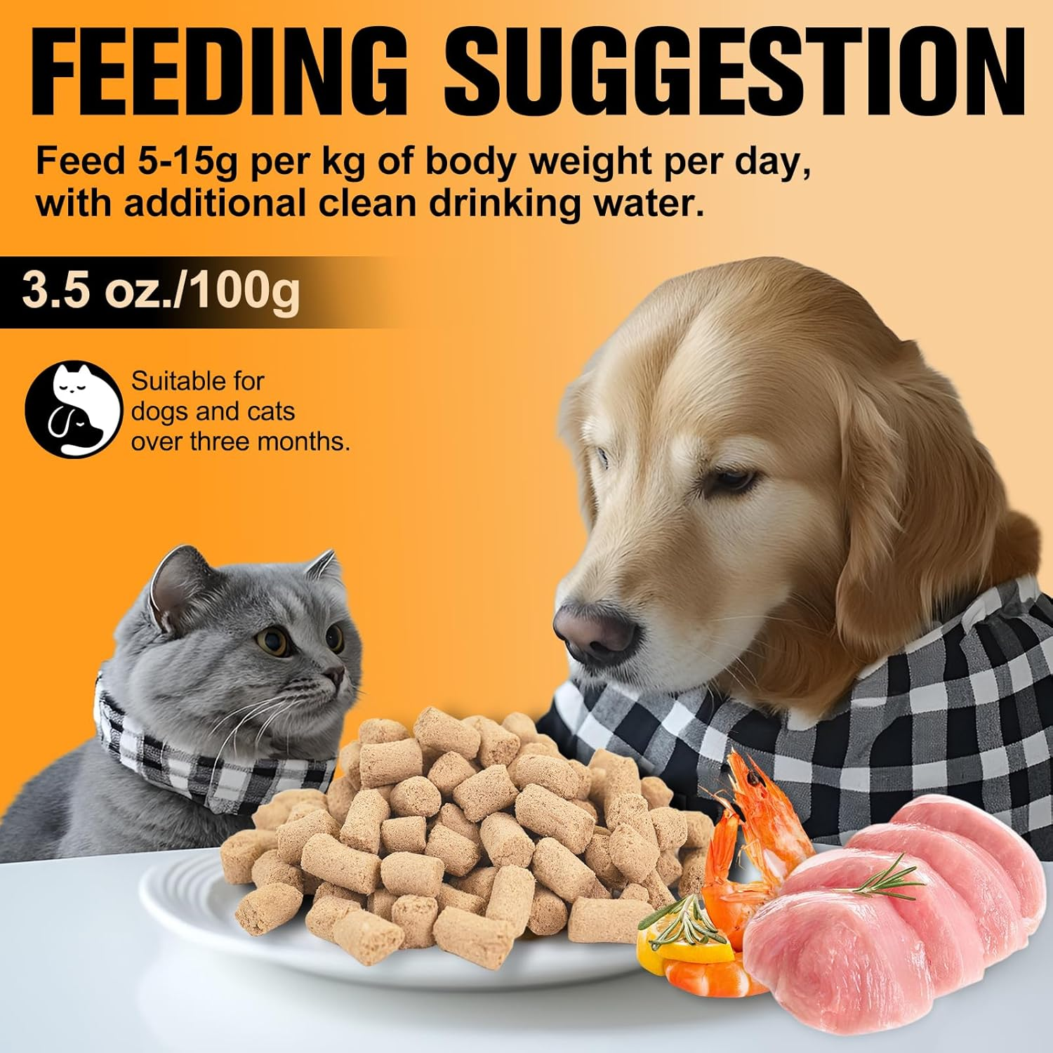 Premium Freeze-Dried Chicken & Krill Pet Food, 100G Pack, 100% Natural Ingredients, High Protein & Omega-Rich, Easy to Digest, Ideal for Cats & Dogs image number 2