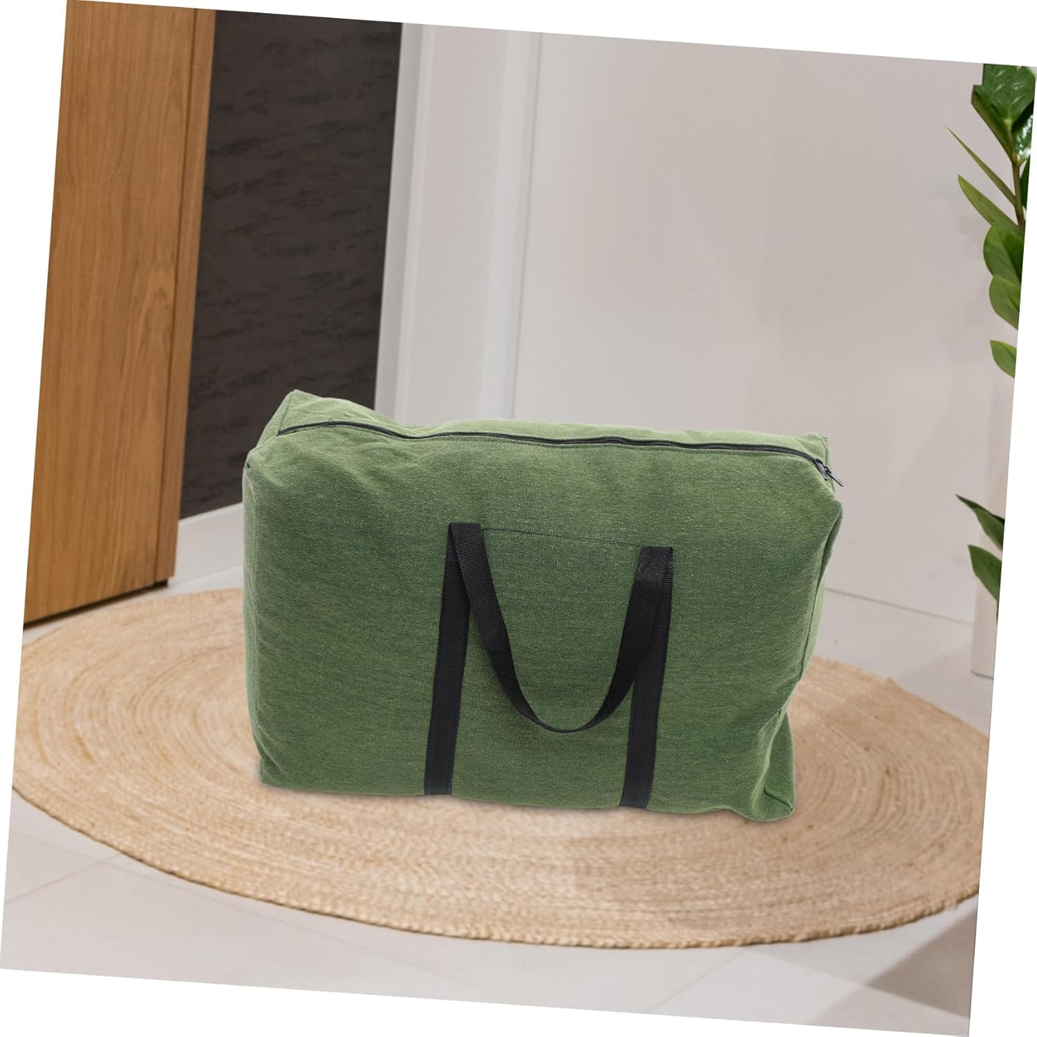 OSOLADY Large Olive Green Canvas Duffle Bag with Handle Thick Military-Grade Travel Luggage Storage Bag Large Capacity Household Quilt Carry for Moving and Travel Random Color