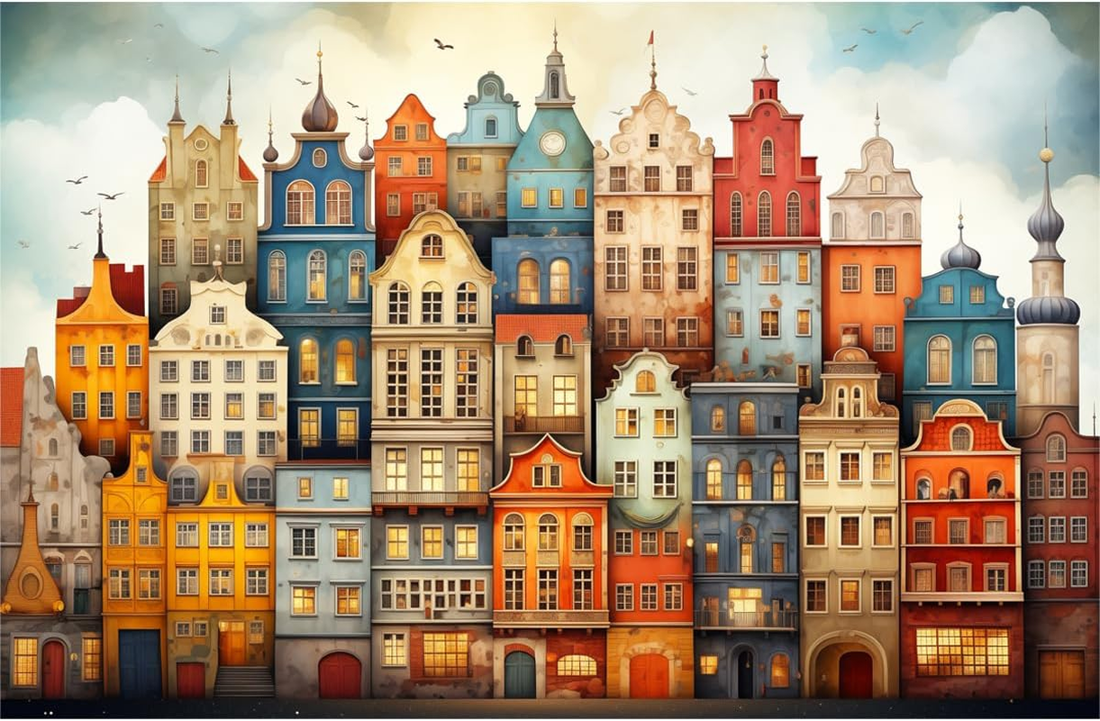 MISITU 1000 Pieces Jigsaw Puzzles for Adults Teens Challenging Difficult Puzzles Impossible Jigsaw Puzzles Art Craft Puzzles Games Toys Gifts Colorful Castle House Jigsaw Puzzles 28 X 20 Inch image number 5
