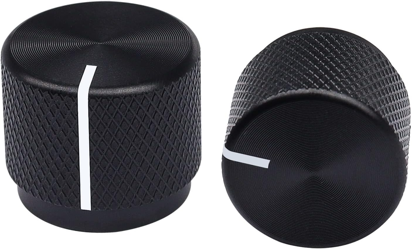 Taiss / 2Pcs Black Aluminum Rotary Electronic Control Potentiometer Knob for 6 Mm Diameter Shaft, Volume Control Knob, Audio Knob, Guitar Knob，Switch Knob, 20Mm Dia. X 17Mm Height