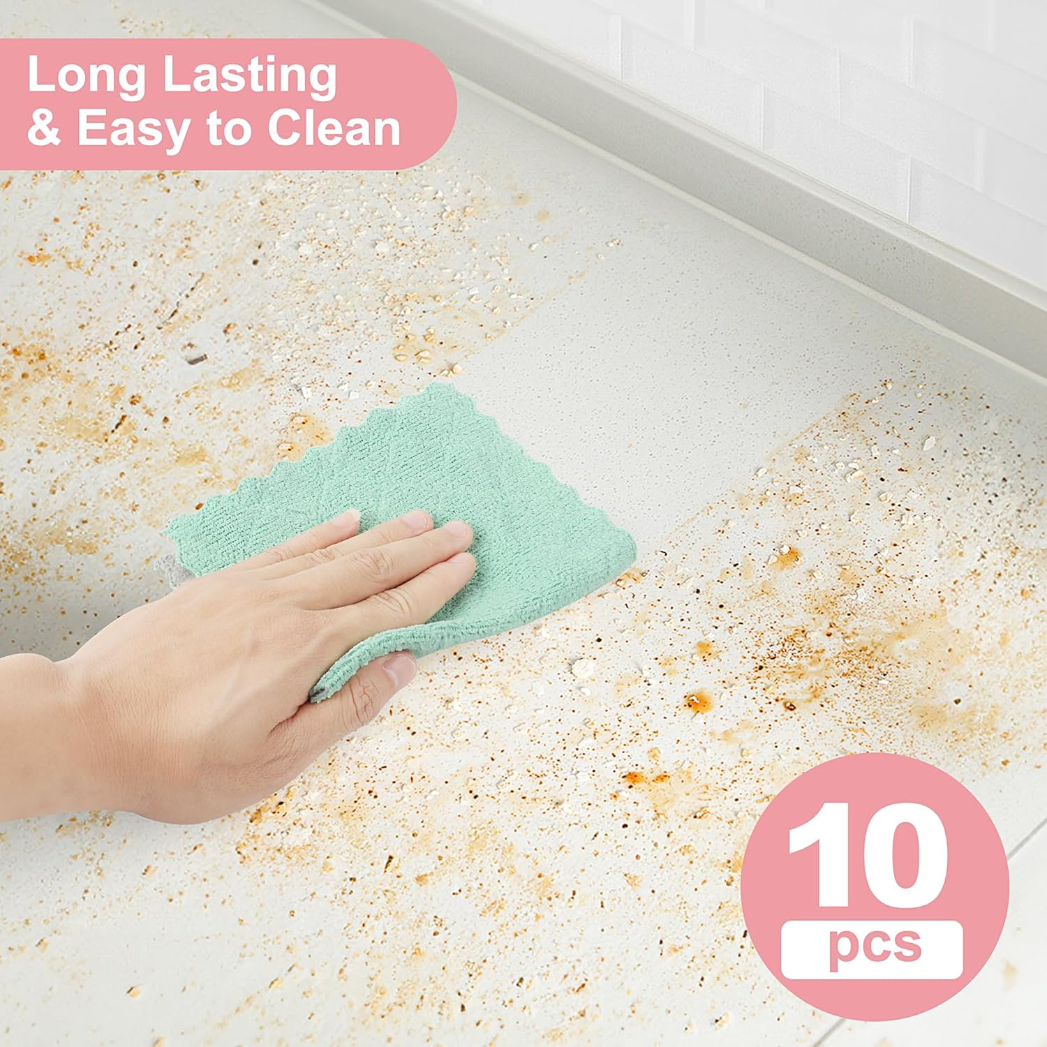 JUNART 10Pcs Dish Cloth,Coral Velvet Kitchen Towel Super Absorbent, Easy to Clean, for Kitchen, Bathroom, Living Room,Etc (Purple) image number 5