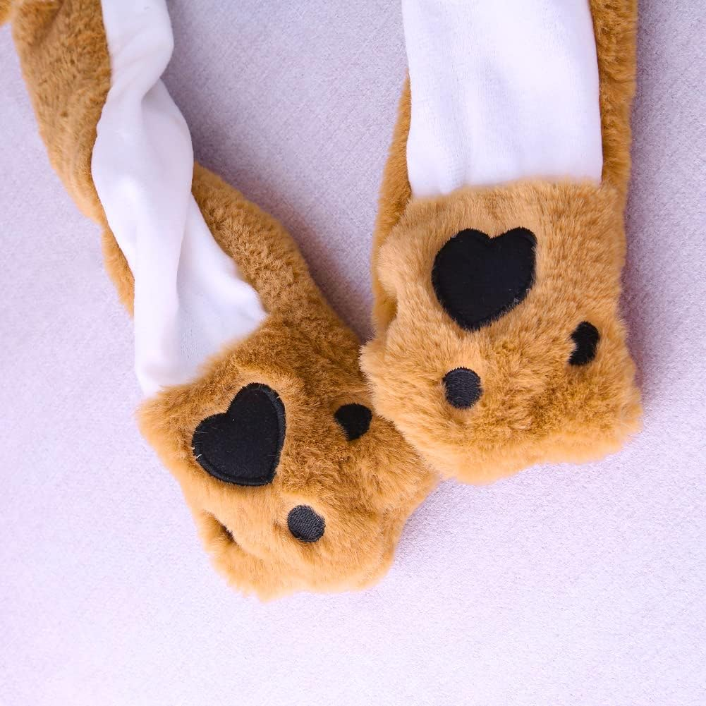 Hpory Animal Hat with Moving Ears, Animals Ear Moving Jumping Hat with Panda Penguin Bear Piggy Cat Dog Tiger Chick, Funny Plush Hat Cap Cosplay Accessory for Halloween Easter Christmas Birthday image number 1