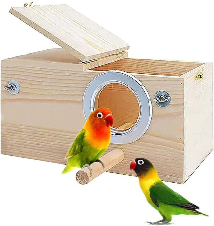 Wooden Parakeet Nesting Box, Bird Breeding Box, Birdhouse, Bird Cage for Finches, Cockatiels, Budgies, Conures, and Other Parrots (24.5 * 13 * 13 Cm) image number 3