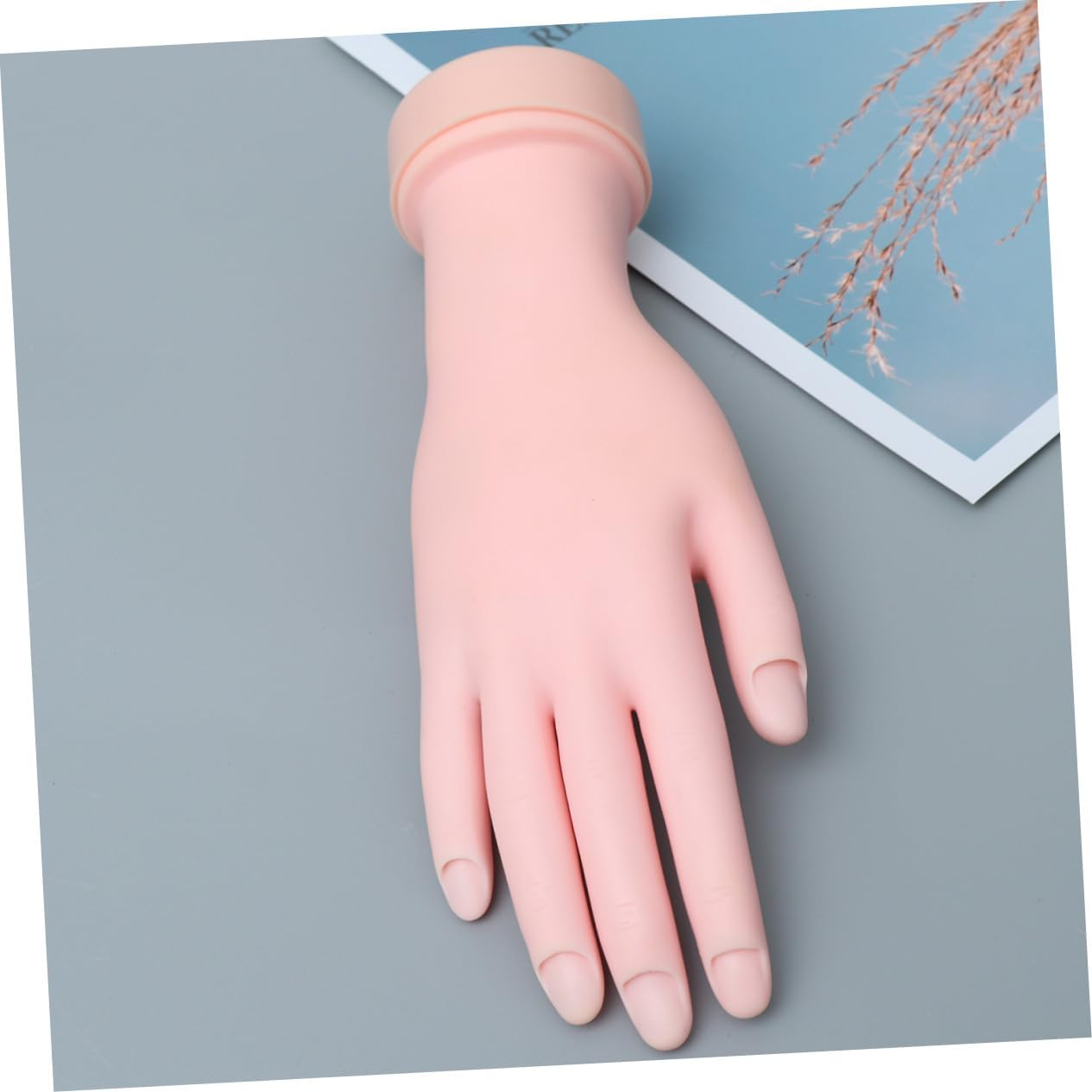 MERRYHAPY Practice Nail Art Nail Tips Right Hand Manicure Prosthetic Movable Bendable Rubber Hand Model Tool image number 2