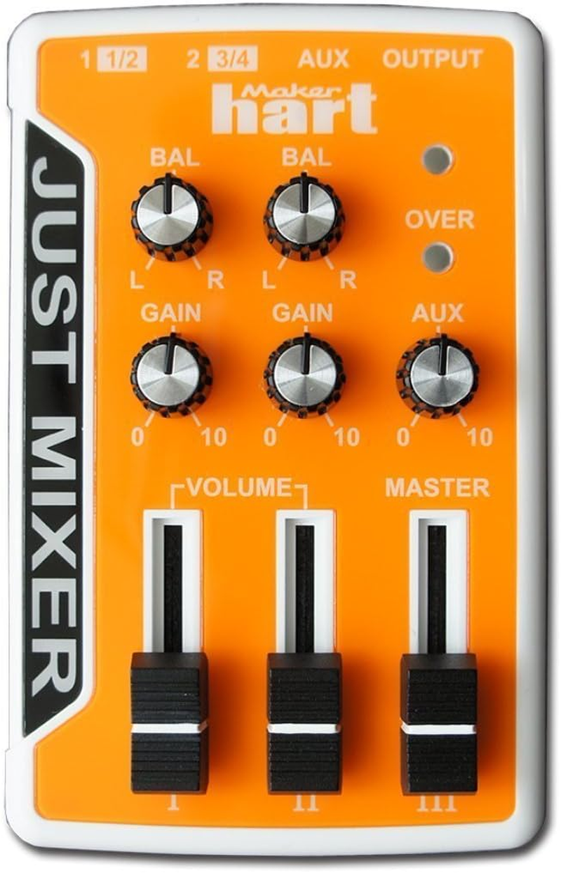 JUST MIXER Audio Mixer - Battery/Usb Powered Portable Pocket Audio Mixer (Orange) image number 1