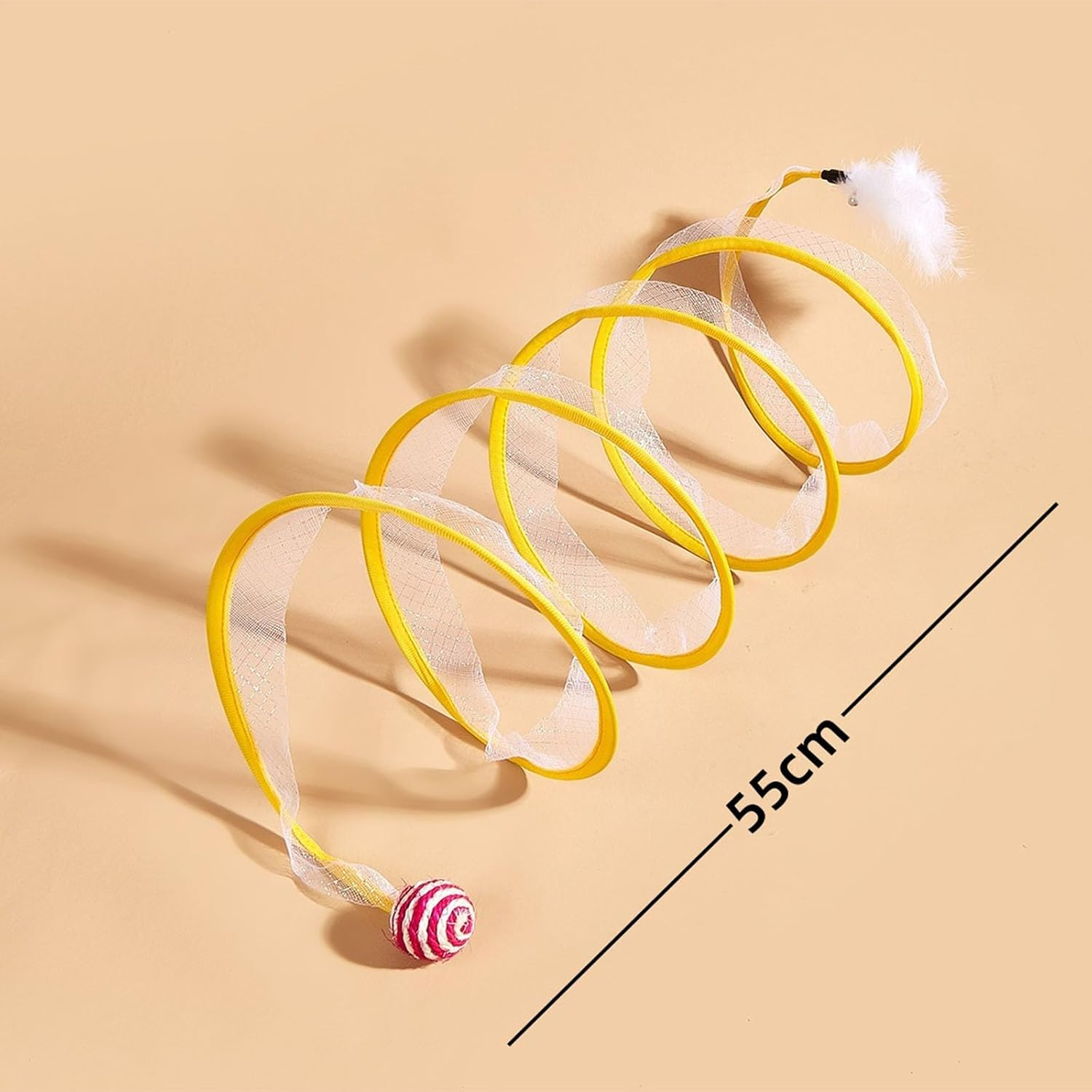 1 Pack Folded Cat Tunnel and Cat Balls Toy with Feathers,Cat Toys Tunnels for Indoor Cats,Cat Toys Bouncy Balls for Indoor Interactive Cats Soft Kitten Toys image number 6