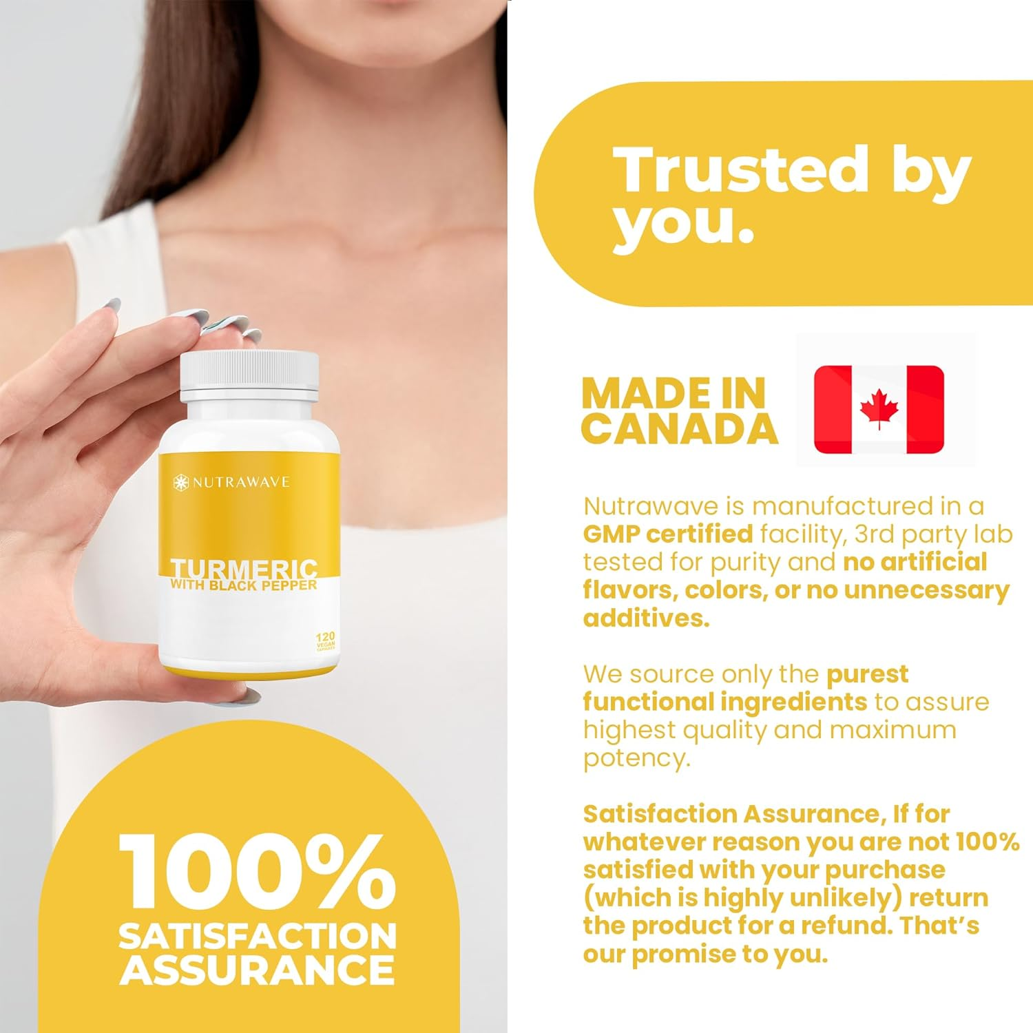 Nutrawave Turmeric Curcumin with Black Pepper Extract &ndash; 3700Mg per Serving (2 Capsules) | Non-Gmo, Vegan, Gluten Free | No Additives, Easy-To-Swallow Capsules