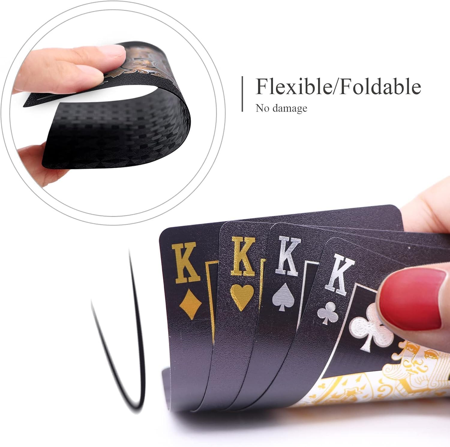 Sopplea Playing Cards Waterproof Plastic Diamond Poker Playing Gift Cards, Printing Black Diamond