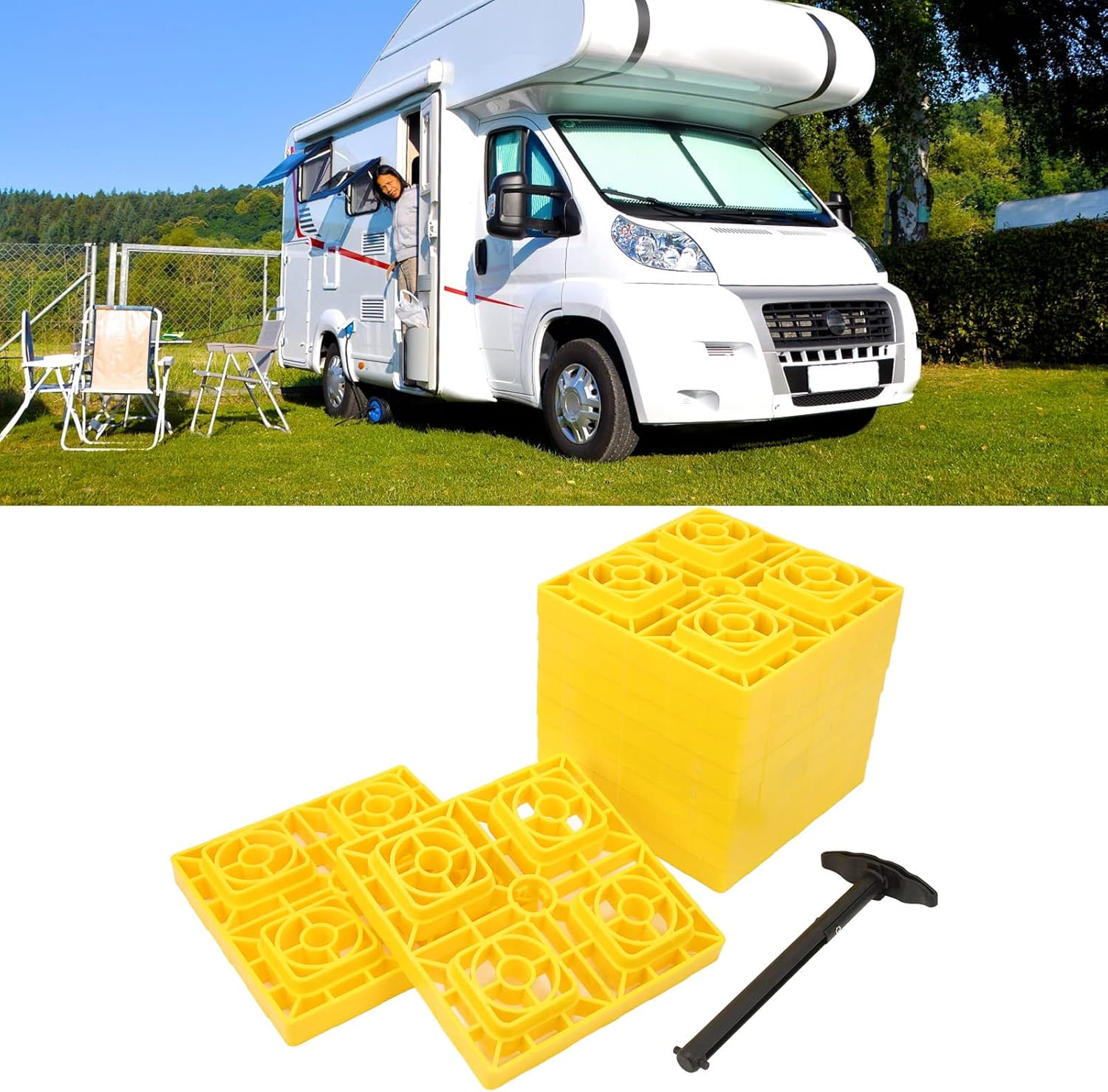 Wheels Leveling Blocks, Heavy Duty Rv Leveling Blocks and Chocks anti Slip Pads Design for Leveling Single and Dual Wheels, Levelers 10 Pack with Carrying Bag image number 2