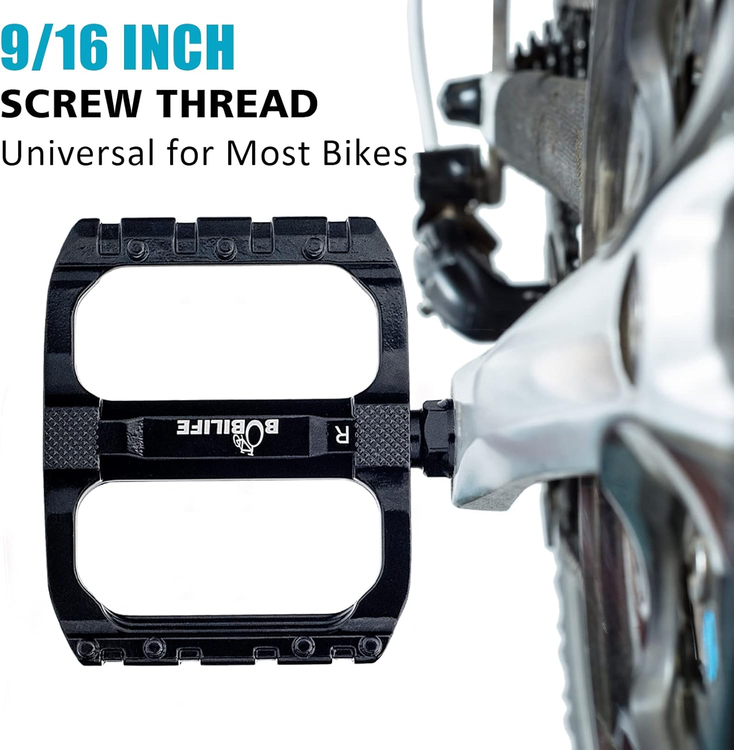 2 Bearings Mountain Bike Pedals - MTB Pedals Bicycle Flat Pedals Aluminum 9/16" Sealed Bearing Lightweight Platform for Road Mountain BMX MTB Bike image number 4