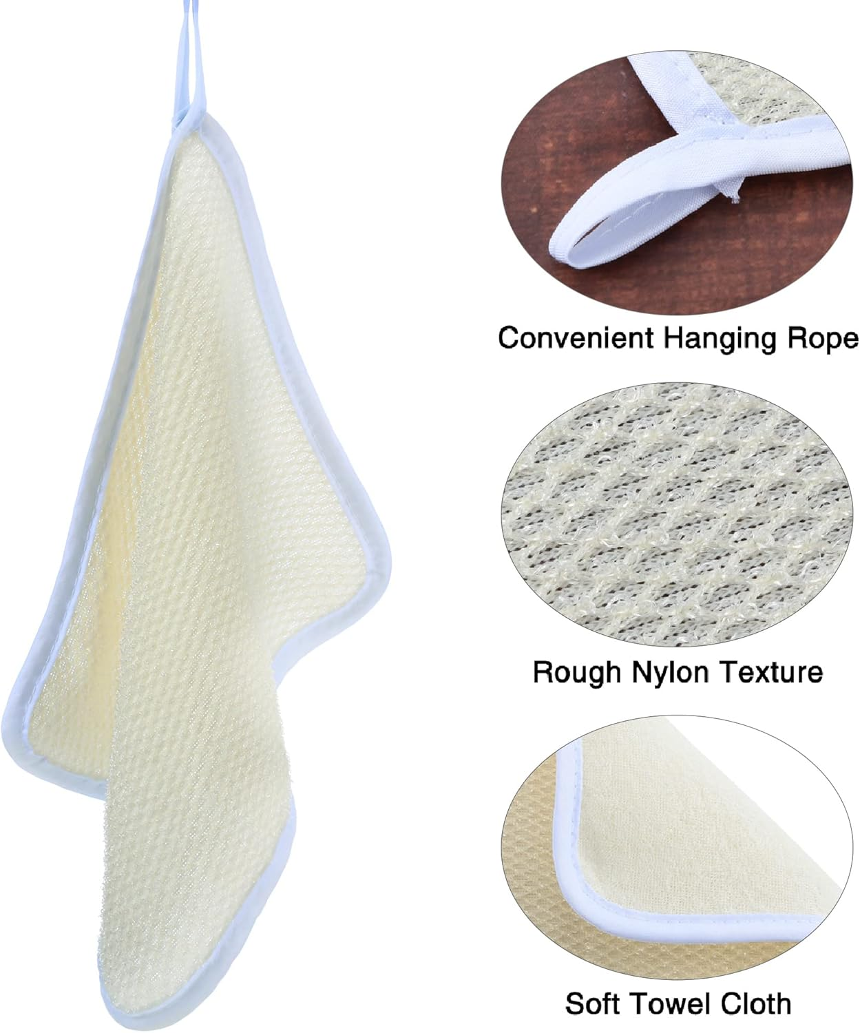 Blulu Exfoliating Face Body Wash Cloth Towel Dual-Sided Exfoliating Scrub Towel Soft Weave Beauty Skin Washcloth Home Massage Bath Cloth, 5 Pack