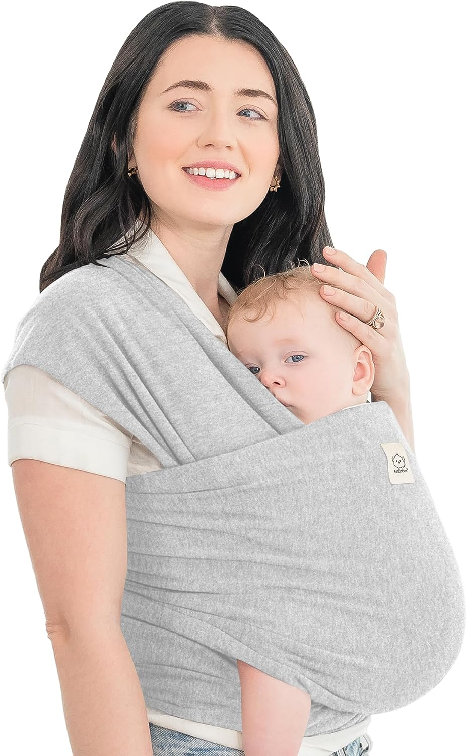 Keababies Baby Wrap Carrier - All in 1 Original Baby Carrier Newborn to Toddler Sling, Easy to Wear, Hands Free Bonding, Lightweight, Breathable Infant Wraps (Light Heather) - Ash Gray image number 2