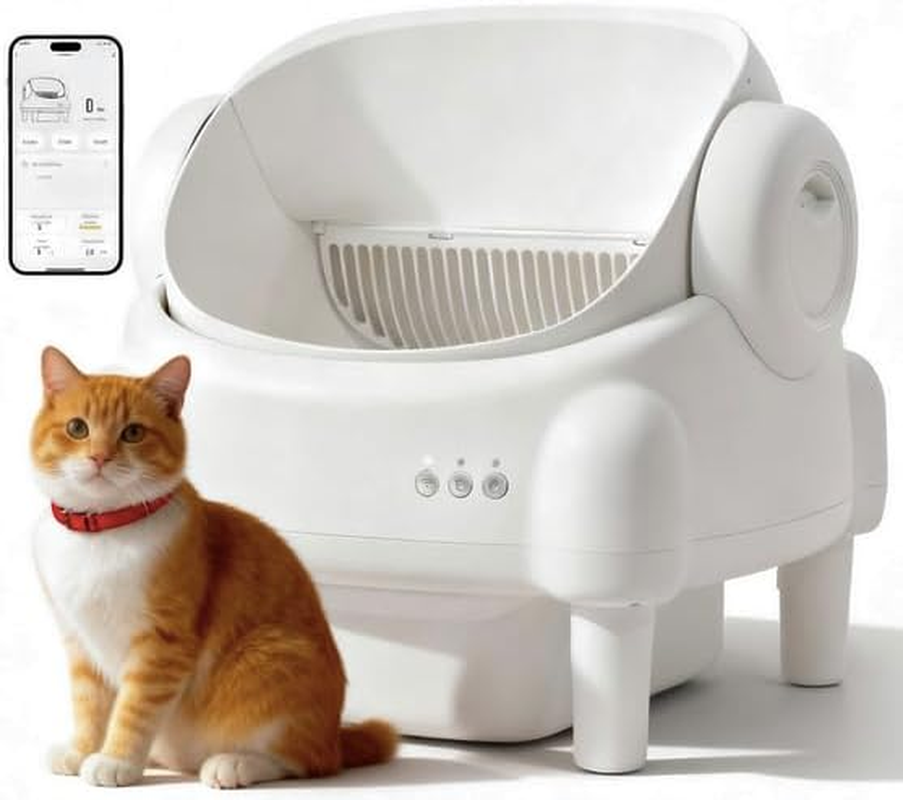 Automatic Cat Litter Box Open Top Design Self Cleaning Cat Litter Box for Multiple Cats with App Control Safety Protection and 11L Large Waste Bin with Trash Bags image number 6